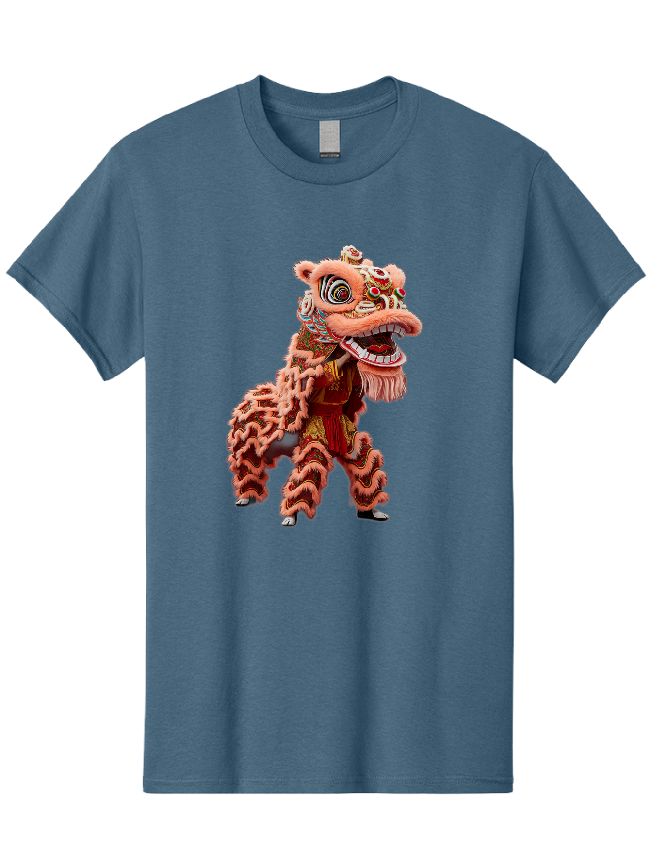 Dragon-Dance-2 Men'S Graphic Tee, 100% Cotton, Comfortable Casual Summer Wear, Machine Washable, Traditional Lion Dance, Cultural Heritage, Chinese New Year, Festive Decorations, Vibrant Colors, Mythical Creature, Dynamic Pose, Baa551