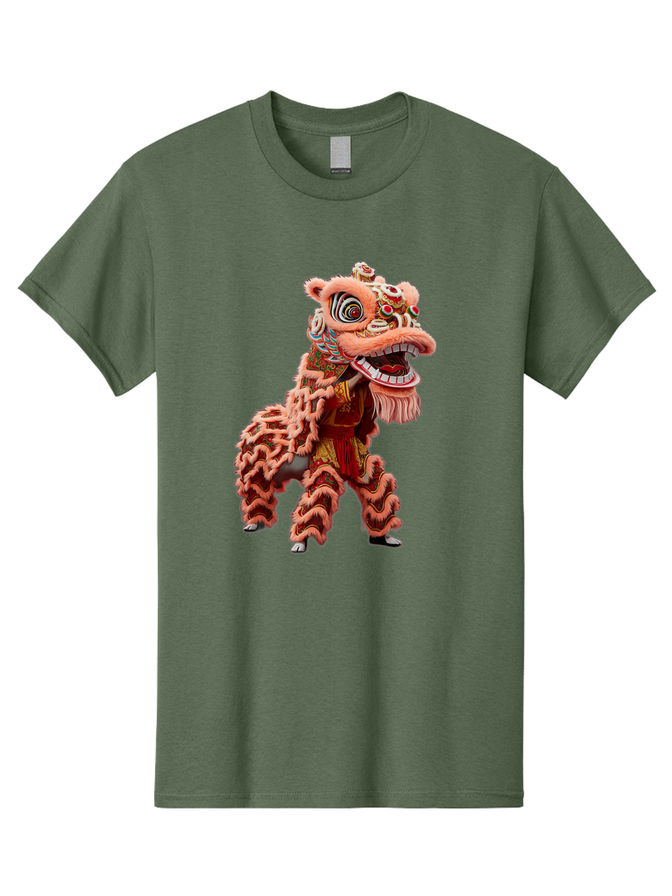 Dragon-Dance-2 Men'S Graphic Tee, 100% Cotton, Comfortable Casual Summer Wear, Machine Washable, Traditional Lion Dance, Cultural Heritage, Chinese New Year, Festive Decorations, Vibrant Colors, Mythical Creature, Dynamic Pose, Baa551