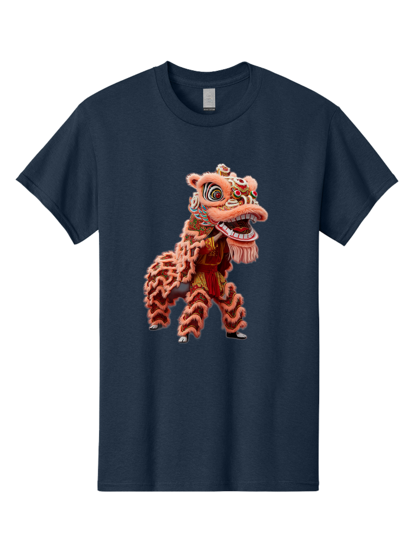 Dragon-Dance-2 Men'S Graphic Tee, 100% Cotton, Comfortable Casual Summer Wear, Machine Washable, Traditional Lion Dance, Cultural Heritage, Chinese New Year, Festive Decorations, Vibrant Colors, Mythical Creature, Dynamic Pose, Baa551
