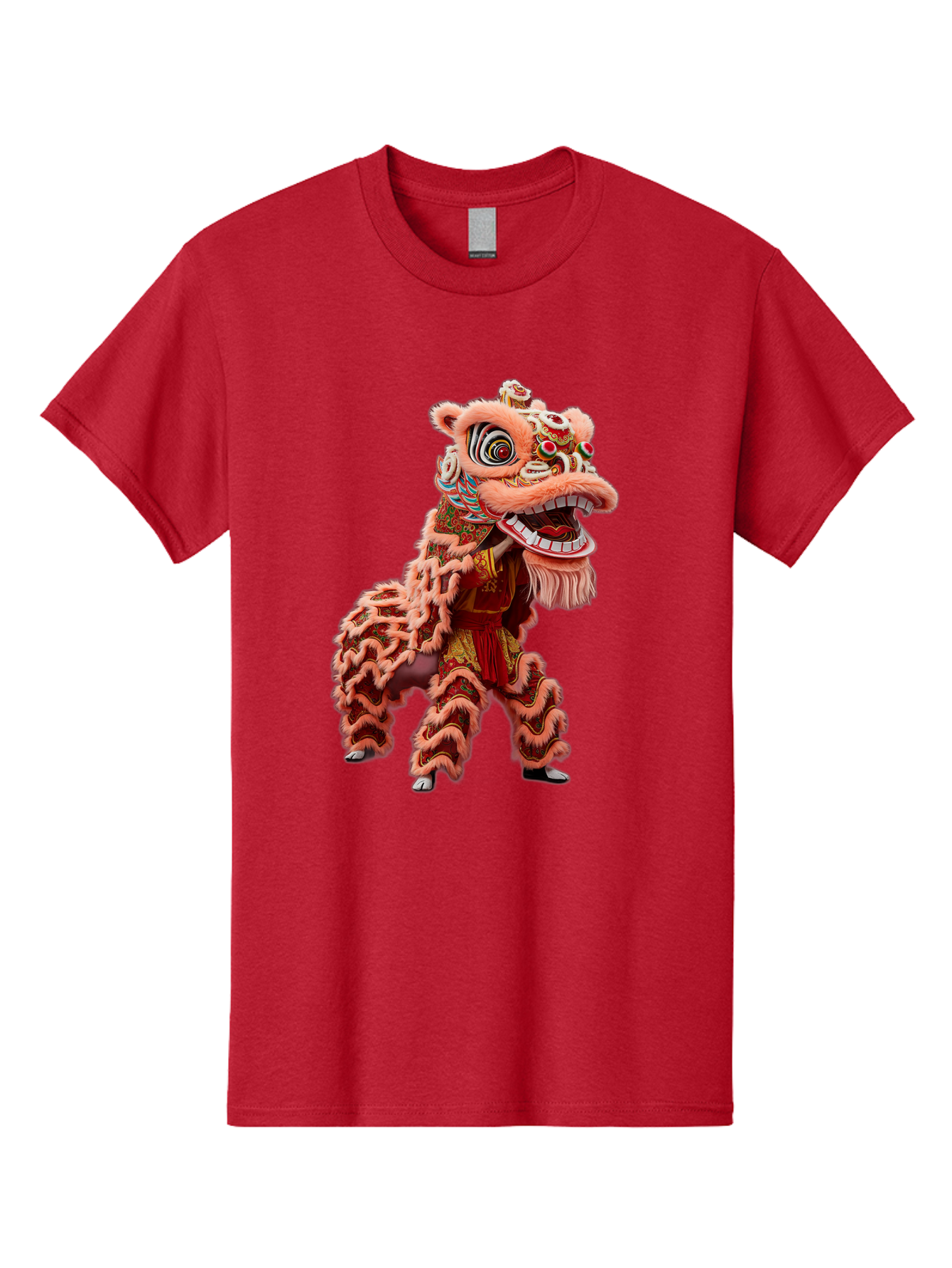 Dragon-Dance-2 Men'S Graphic Tee, 100% Cotton, Comfortable Casual Summer Wear, Machine Washable, Traditional Lion Dance, Cultural Heritage, Chinese New Year, Festive Decorations, Vibrant Colors, Mythical Creature, Dynamic Pose, Baa551
