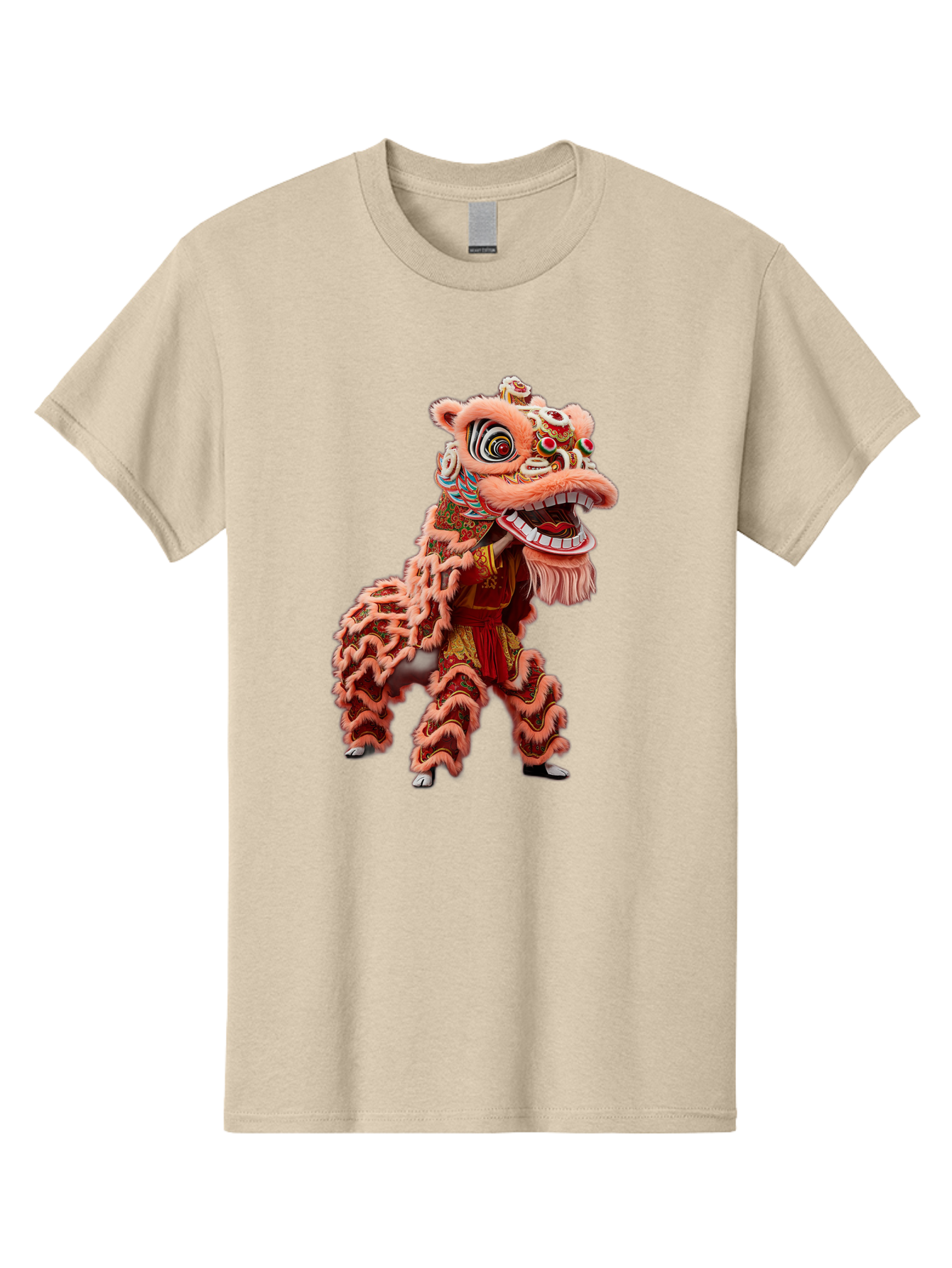 Dragon-Dance-2 Men'S Graphic Tee, 100% Cotton, Comfortable Casual Summer Wear, Machine Washable, Traditional Lion Dance, Cultural Heritage, Chinese New Year, Festive Decorations, Vibrant Colors, Mythical Creature, Dynamic Pose, Baa551