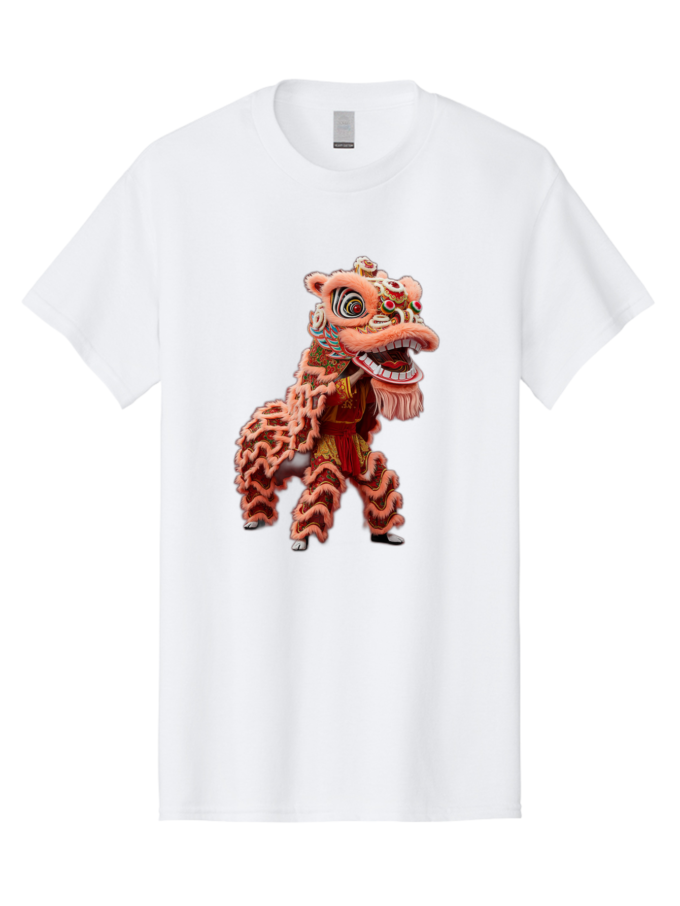 Dragon-Dance-2 Men'S Graphic Tee, 100% Cotton, Comfortable Casual Summer Wear, Machine Washable, Traditional Lion Dance, Cultural Heritage, Chinese New Year, Festive Decorations, Vibrant Colors, Mythical Creature, Dynamic Pose, Baa551