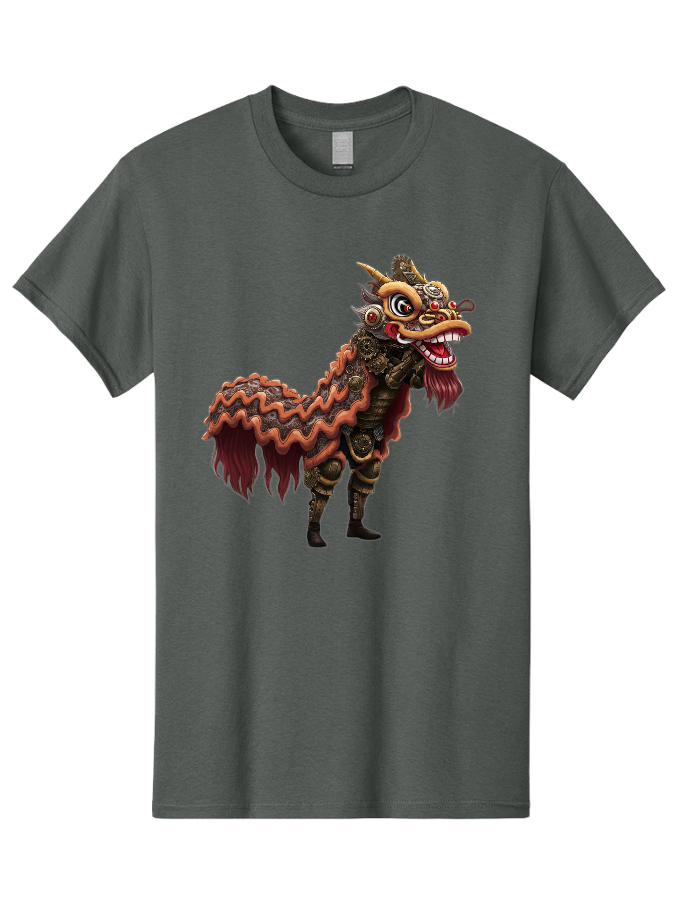 Dragon-Dance-Costume-2 Men'S Graphic Tee, 100% Cotton, Comfortable Casual Summer Wear, Machine Washable, Chinese Dragon Dance, Lion Dance Costume, Traditional Chinese Culture, Vibrant Colors, Festive Atmosphere, Mythical Creatures, Baa553