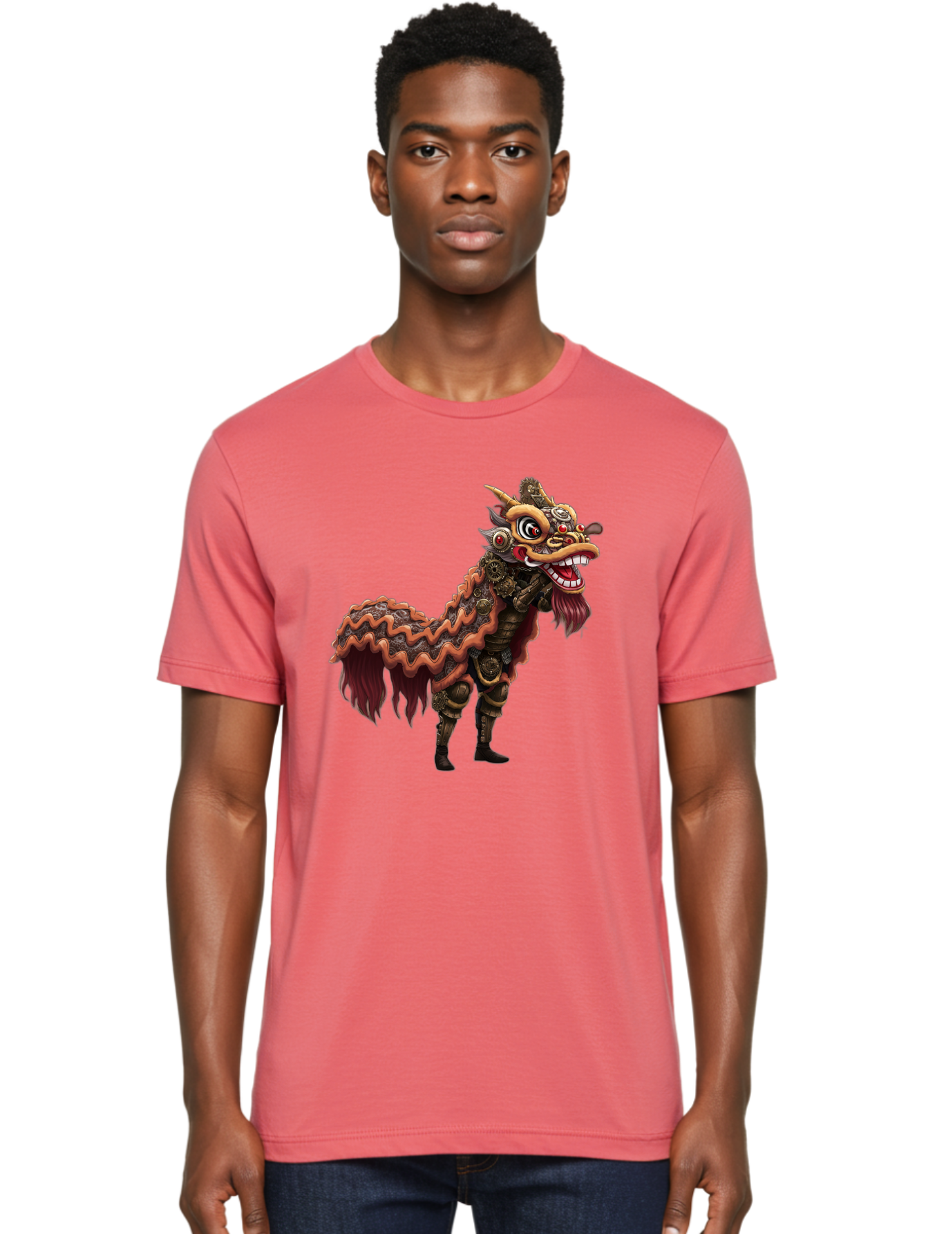 Dragon-Dance-Costume-2 Men'S Graphic Tee, 100% Cotton, Comfortable Casual Summer Wear, Machine Washable, Chinese Dragon Dance, Lion Dance Costume, Traditional Chinese Culture, Vibrant Colors, Festive Atmosphere, Mythical Creatures, Baa553