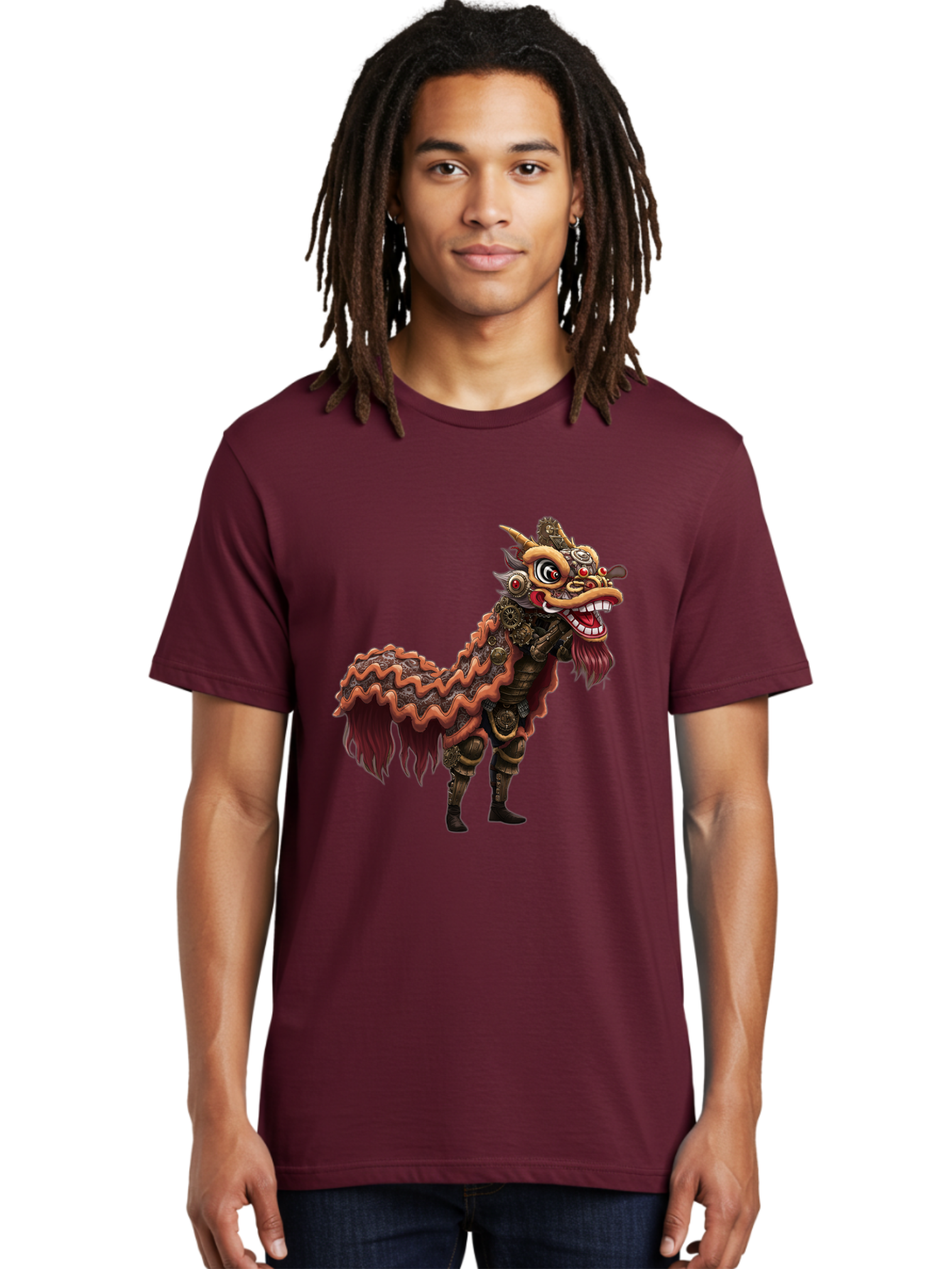 Dragon-Dance-Costume-2 Men'S Graphic Tee, 100% Cotton, Comfortable Casual Summer Wear, Machine Washable, Chinese Dragon Dance, Lion Dance Costume, Traditional Chinese Culture, Vibrant Colors, Festive Atmosphere, Mythical Creatures, Baa553
