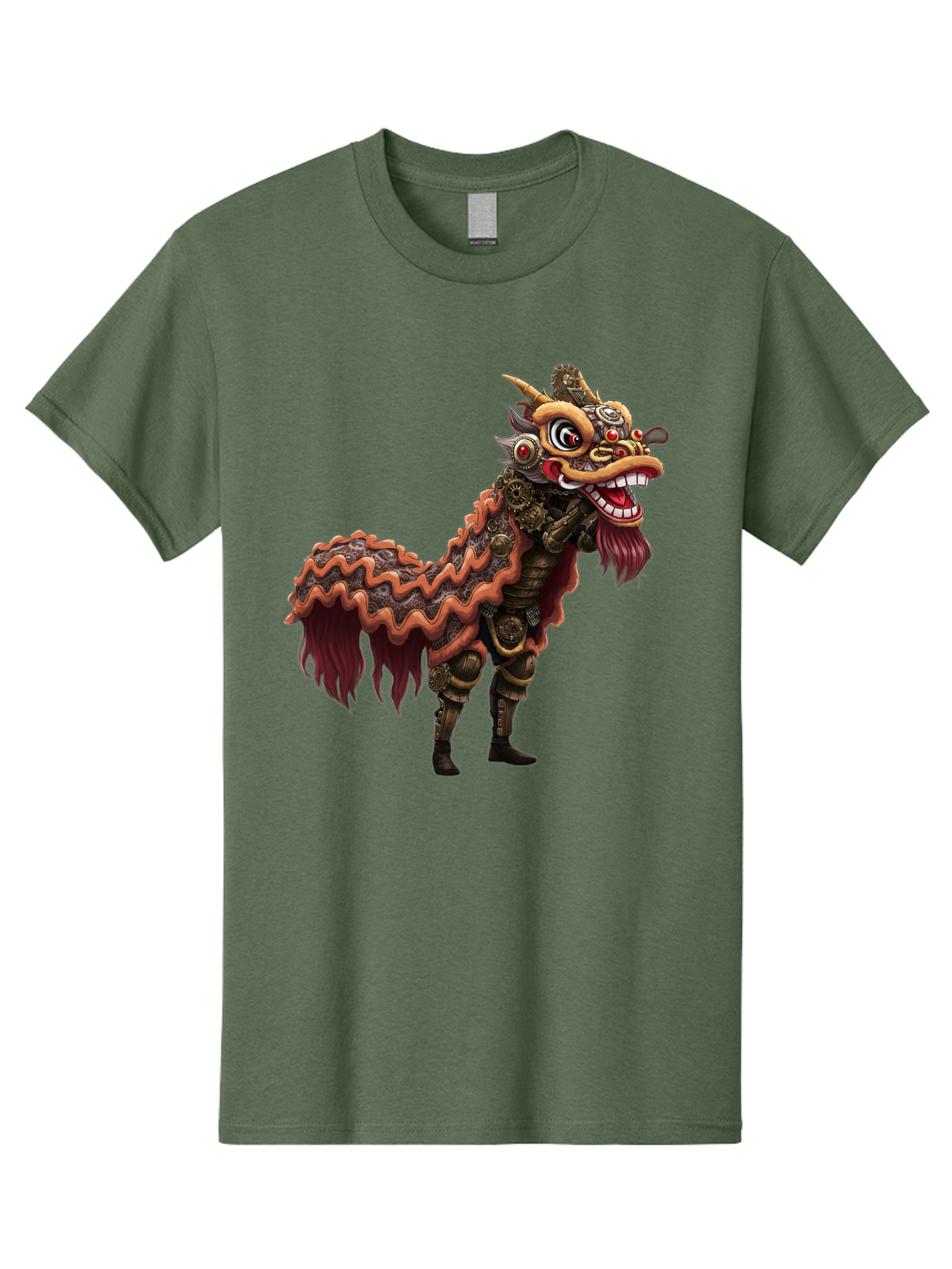 Dragon-Dance-Costume-2 Men'S Graphic Tee, 100% Cotton, Comfortable Casual Summer Wear, Machine Washable, Chinese Dragon Dance, Lion Dance Costume, Traditional Chinese Culture, Vibrant Colors, Festive Atmosphere, Mythical Creatures, Baa553