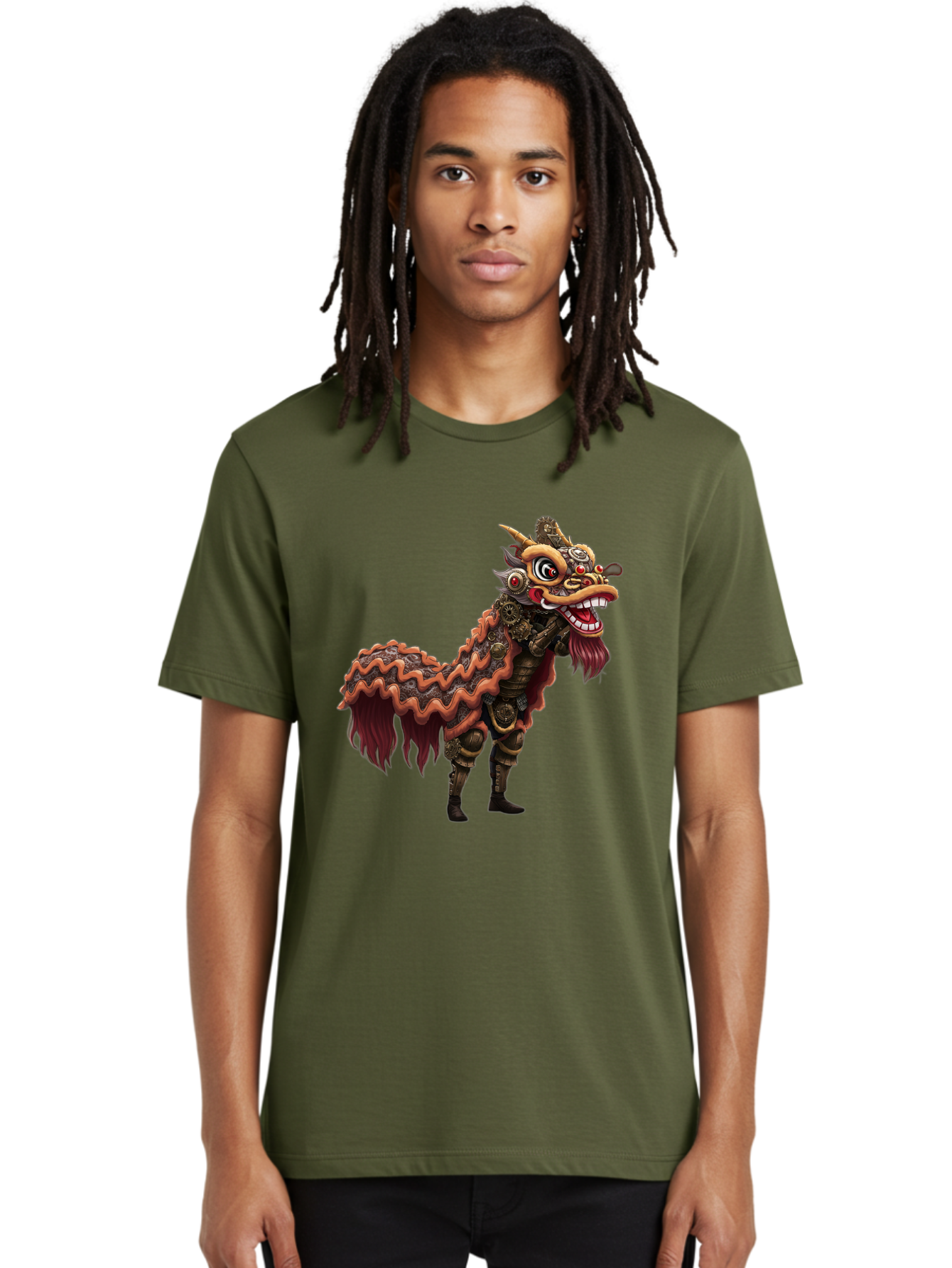 Dragon-Dance-Costume-2 Men'S Graphic Tee, 100% Cotton, Comfortable Casual Summer Wear, Machine Washable, Chinese Dragon Dance, Lion Dance Costume, Traditional Chinese Culture, Vibrant Colors, Festive Atmosphere, Mythical Creatures, Baa553