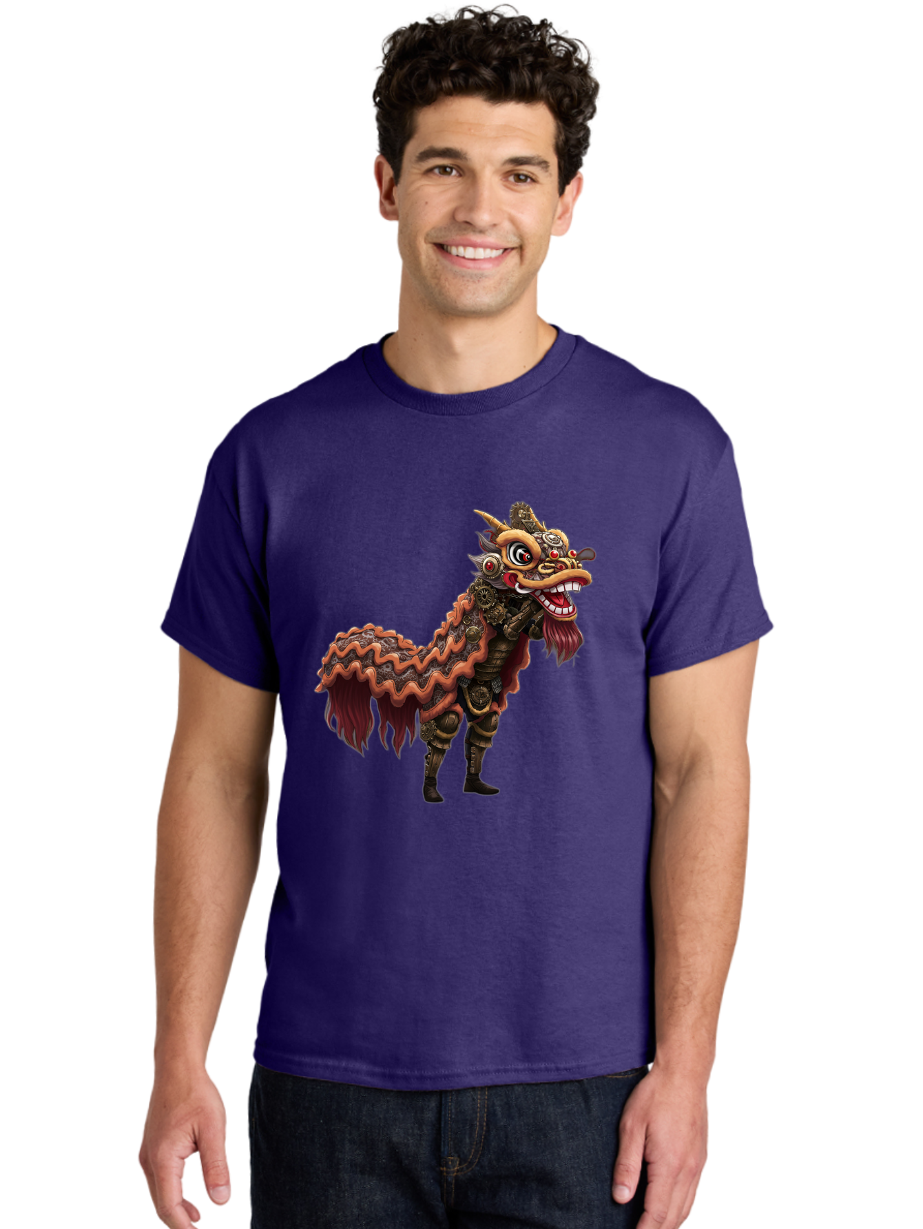 Dragon-Dance-Costume-2 Men'S Graphic Tee, 100% Cotton, Comfortable Casual Summer Wear, Machine Washable, Chinese Dragon Dance, Lion Dance Costume, Traditional Chinese Culture, Vibrant Colors, Festive Atmosphere, Mythical Creatures, Baa553