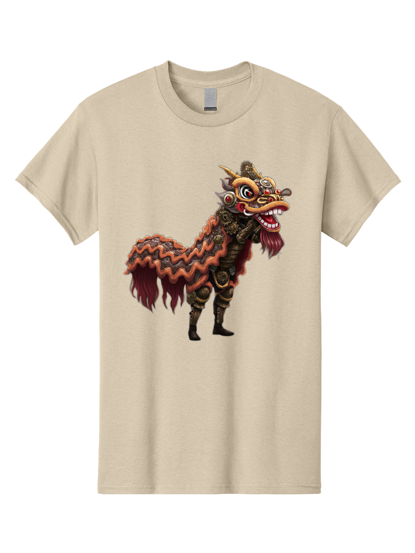 Dragon-Dance-Costume-2 Men'S Graphic Tee, 100% Cotton, Comfortable Casual Summer Wear, Machine Washable, Chinese Dragon Dance, Lion Dance Costume, Traditional Chinese Culture, Vibrant Colors, Festive Atmosphere, Mythical Creatures, Baa553