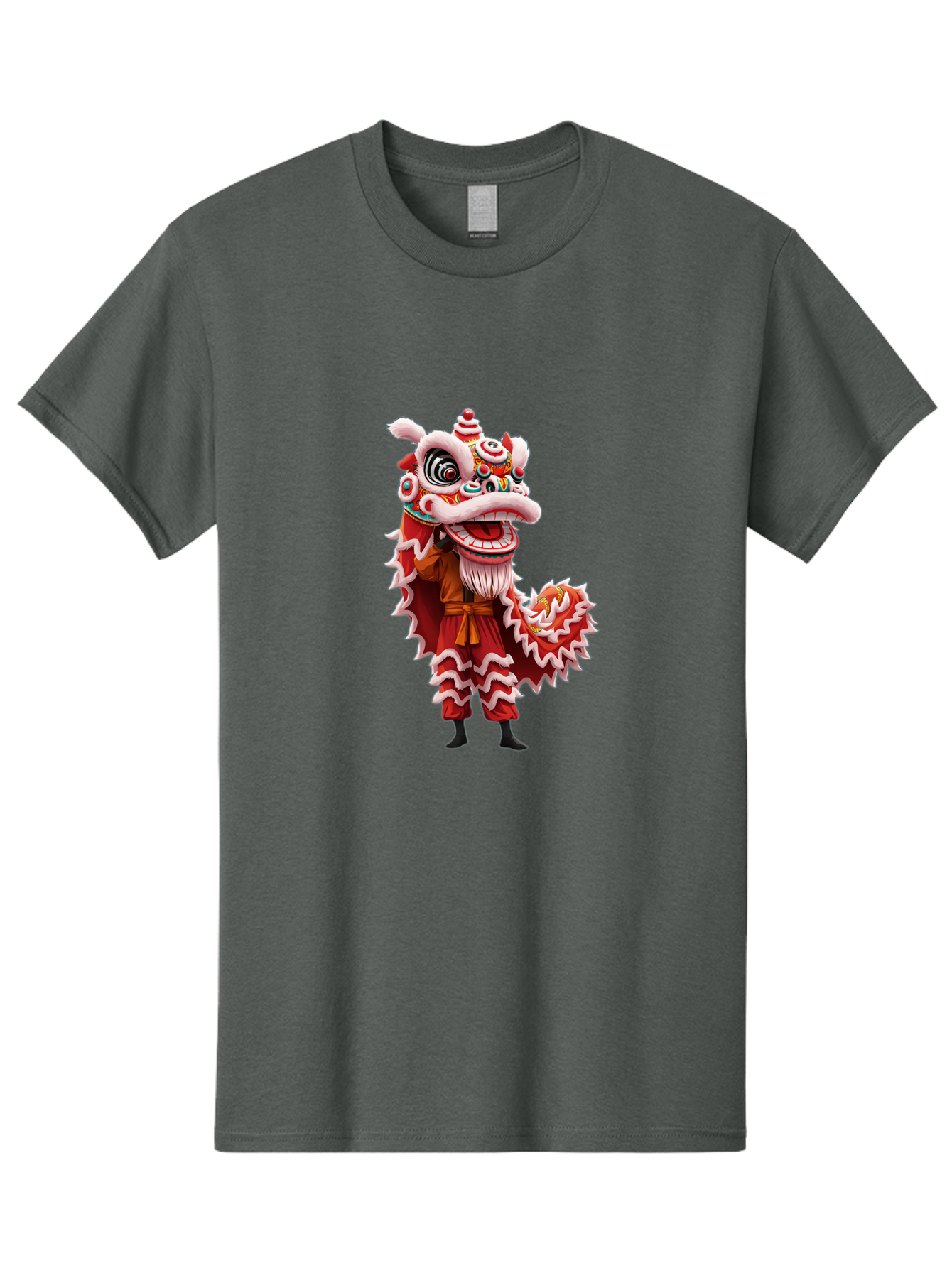 Dragon-Dance-Costume-3 Men'S Graphic Tee, 100% Cotton, Comfortable Casual Summer Wear, Machine Washable, Lion Dance Performance, Traditional Chinese Culture, Festive Atmosphere, Vibrant Colors, Cultural Heritage, Artistic Expression, Baa554