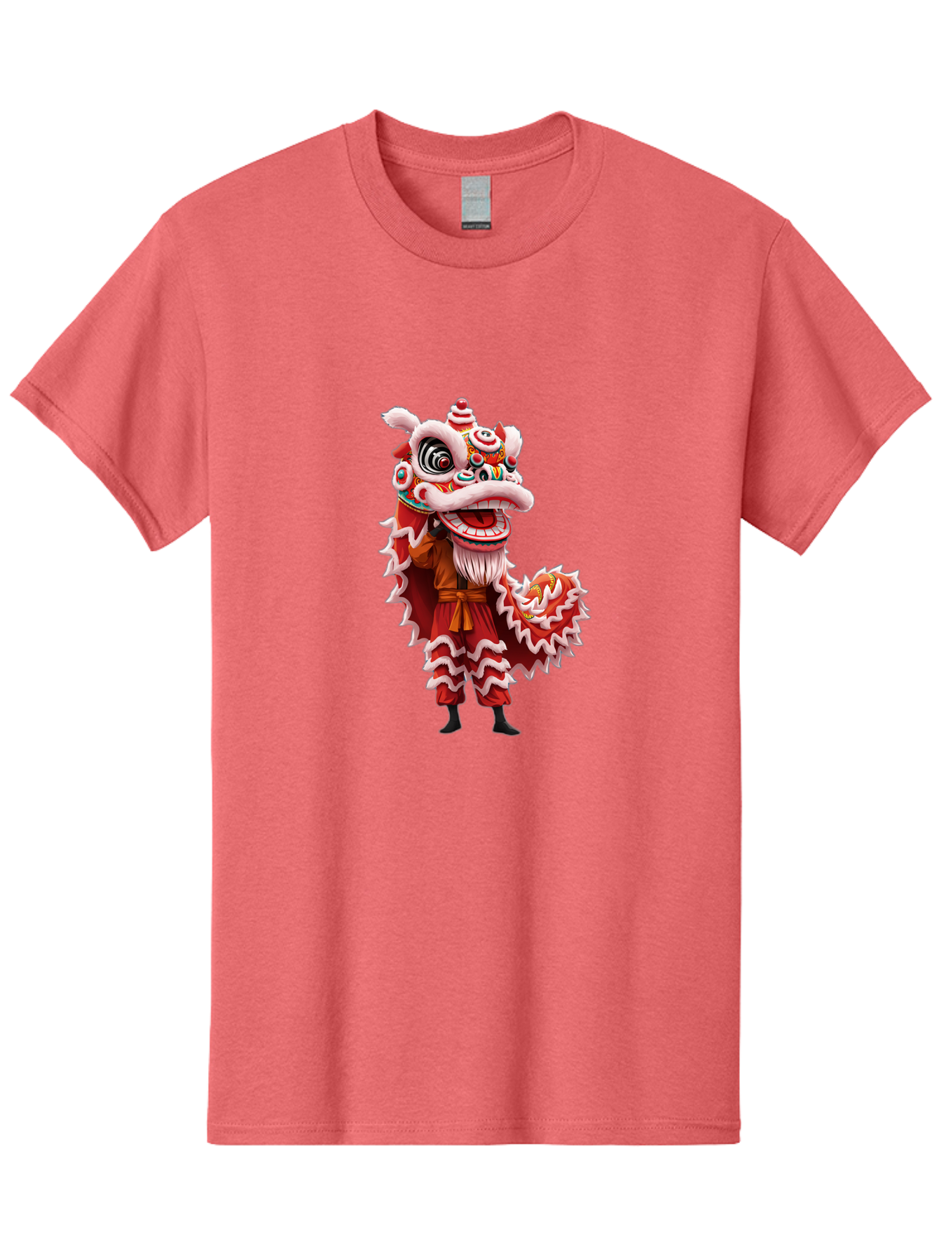 Dragon-Dance-Costume-3 Men'S Graphic Tee, 100% Cotton, Comfortable Casual Summer Wear, Machine Washable, Lion Dance Performance, Traditional Chinese Culture, Festive Atmosphere, Vibrant Colors, Cultural Heritage, Artistic Expression, Baa554