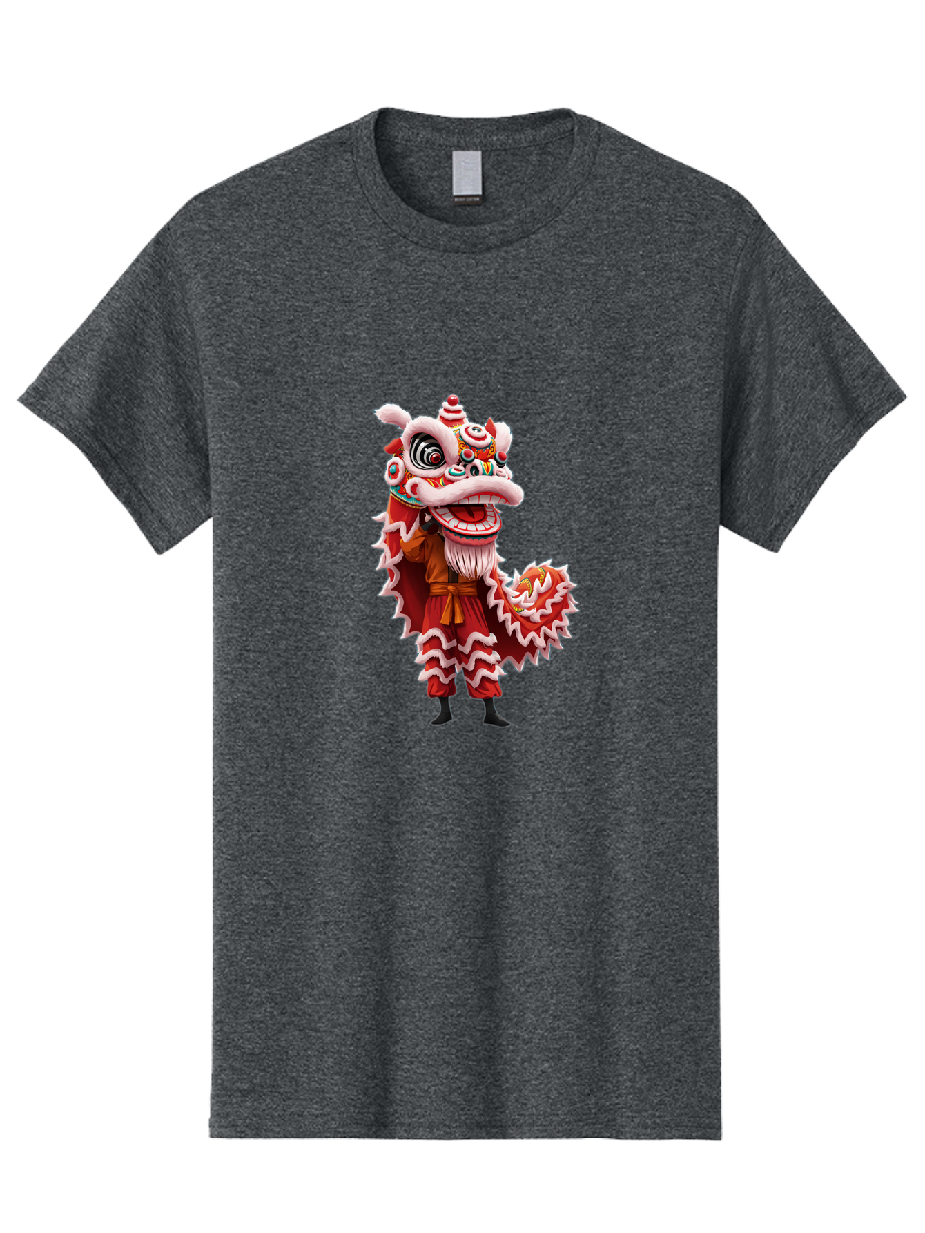 Dragon-Dance-Costume-3 Men'S Graphic Tee, 100% Cotton, Comfortable Casual Summer Wear, Machine Washable, Lion Dance Performance, Traditional Chinese Culture, Festive Atmosphere, Vibrant Colors, Cultural Heritage, Artistic Expression, Baa554