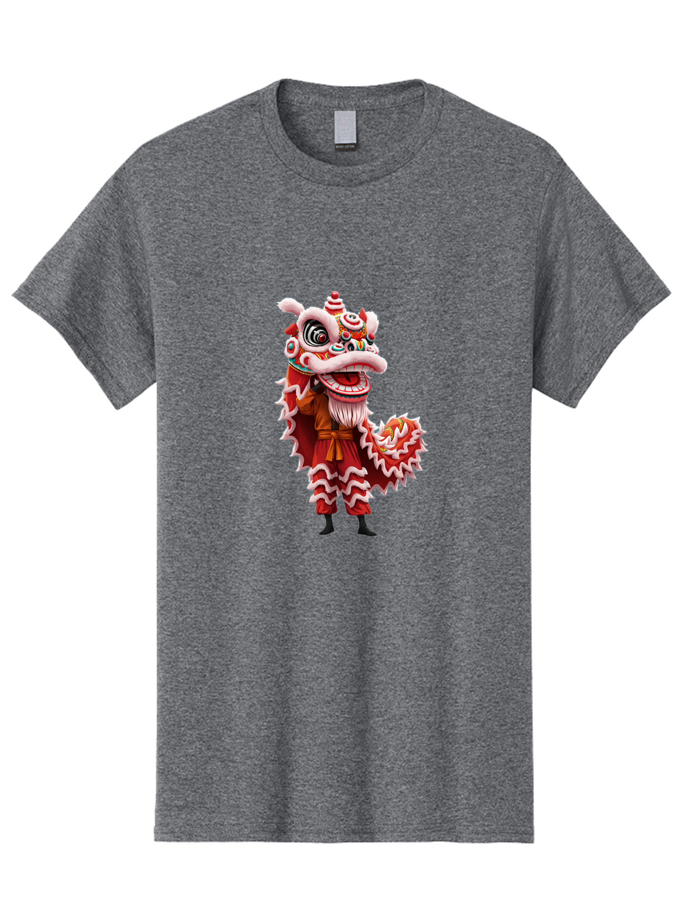 Dragon-Dance-Costume-3 Men'S Graphic Tee, 100% Cotton, Comfortable Casual Summer Wear, Machine Washable, Lion Dance Performance, Traditional Chinese Culture, Festive Atmosphere, Vibrant Colors, Cultural Heritage, Artistic Expression, Baa554
