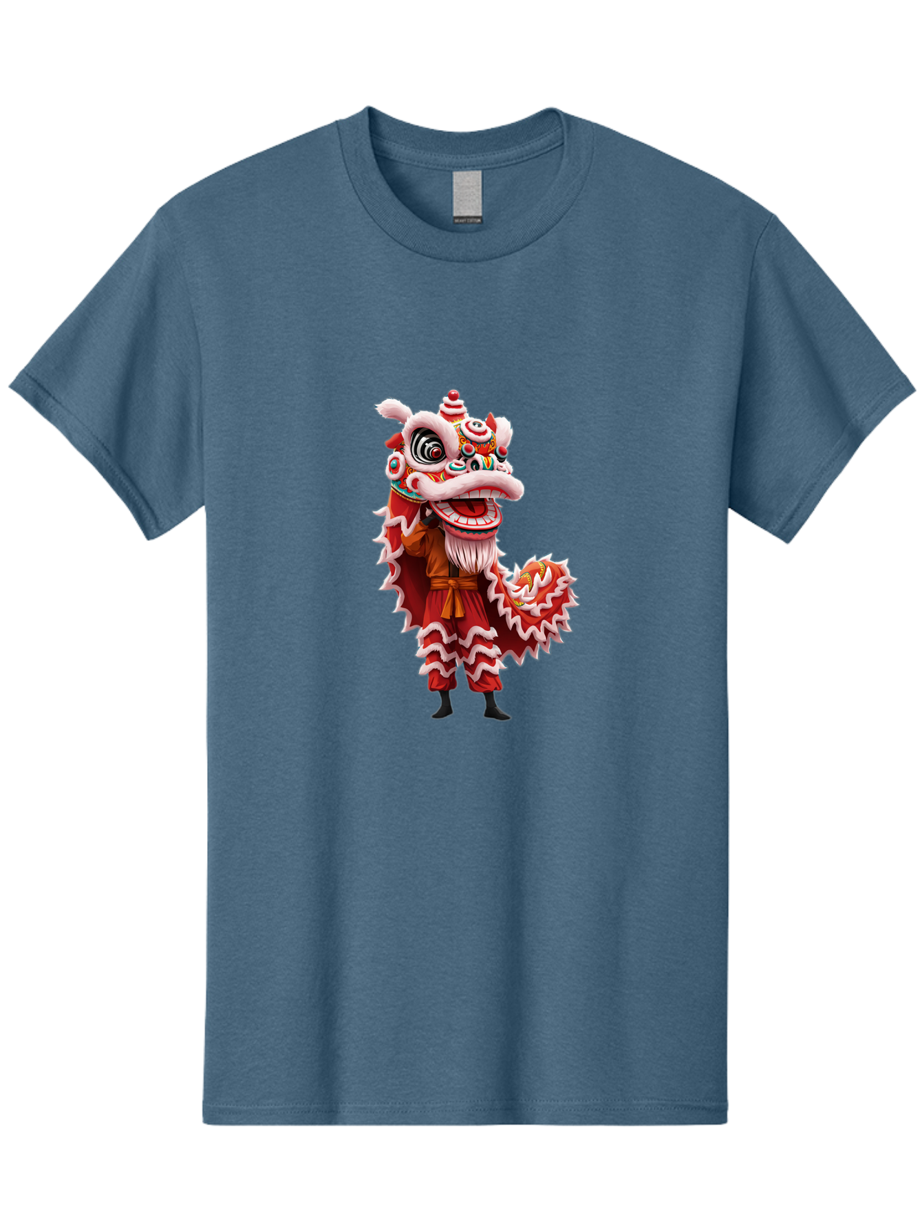 Dragon-Dance-Costume-3 Men'S Graphic Tee, 100% Cotton, Comfortable Casual Summer Wear, Machine Washable, Lion Dance Performance, Traditional Chinese Culture, Festive Atmosphere, Vibrant Colors, Cultural Heritage, Artistic Expression, Baa554