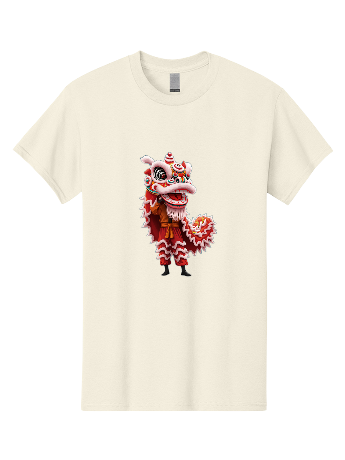 Dragon-Dance-Costume-3 Men'S Graphic Tee, 100% Cotton, Comfortable Casual Summer Wear, Machine Washable, Lion Dance Performance, Traditional Chinese Culture, Festive Atmosphere, Vibrant Colors, Cultural Heritage, Artistic Expression, Baa554