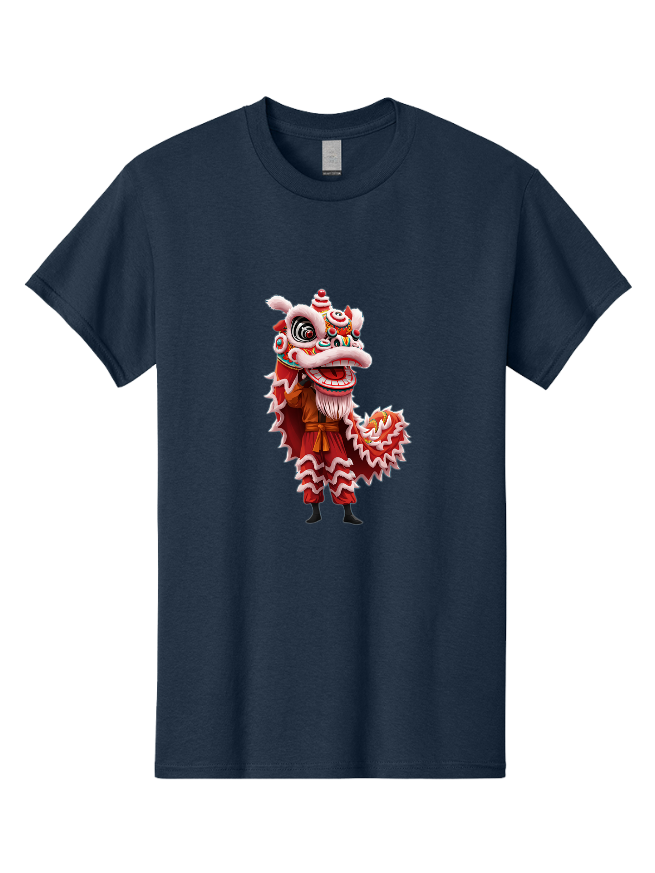 Dragon-Dance-Costume-3 Men'S Graphic Tee, 100% Cotton, Comfortable Casual Summer Wear, Machine Washable, Lion Dance Performance, Traditional Chinese Culture, Festive Atmosphere, Vibrant Colors, Cultural Heritage, Artistic Expression, Baa554