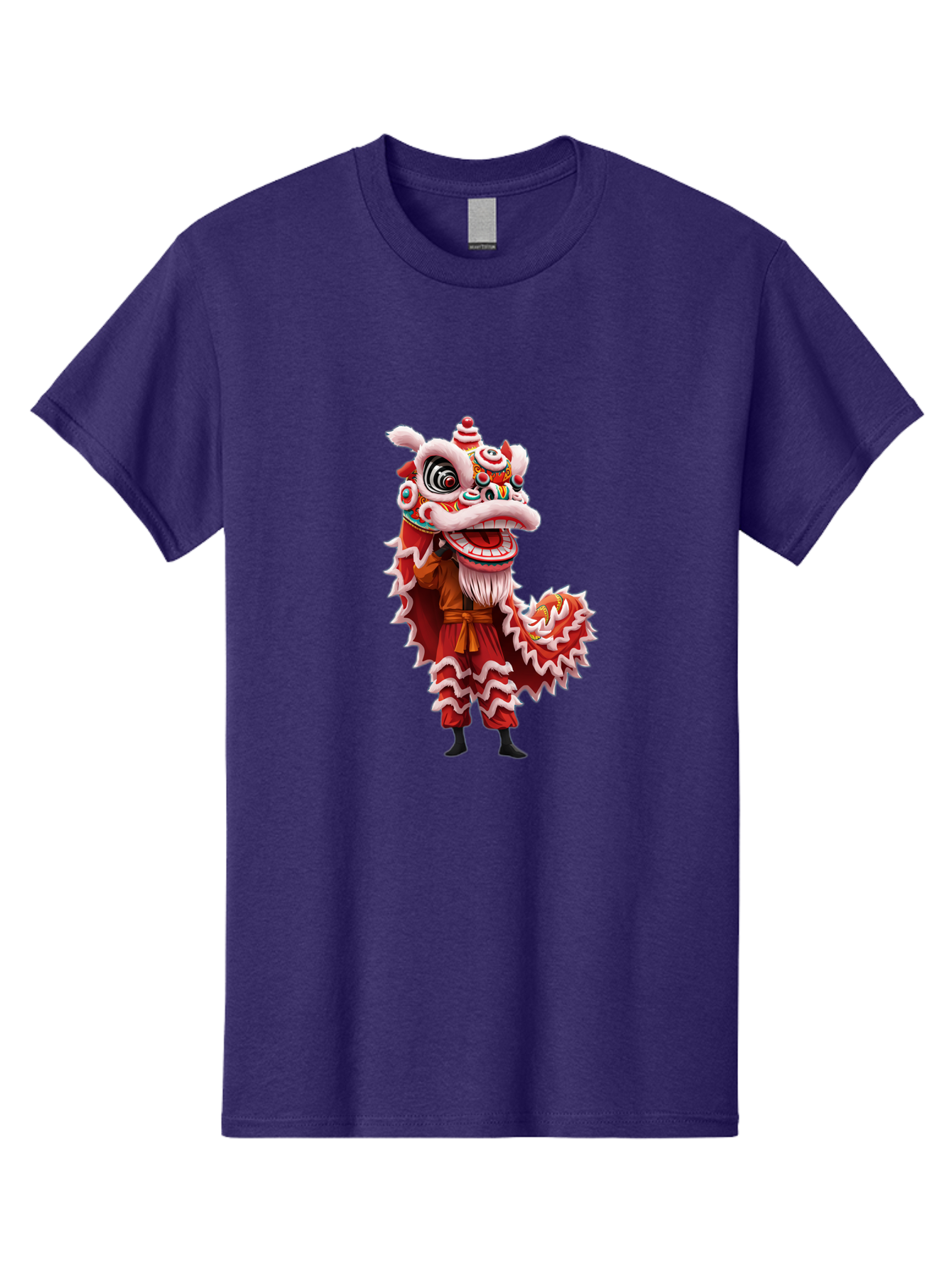 Dragon-Dance-Costume-3 Men'S Graphic Tee, 100% Cotton, Comfortable Casual Summer Wear, Machine Washable, Lion Dance Performance, Traditional Chinese Culture, Festive Atmosphere, Vibrant Colors, Cultural Heritage, Artistic Expression, Baa554
