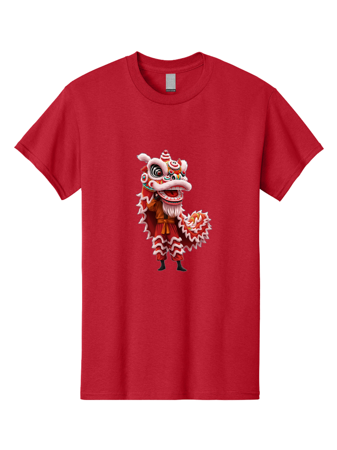 Dragon-Dance-Costume-3 Men'S Graphic Tee, 100% Cotton, Comfortable Casual Summer Wear, Machine Washable, Lion Dance Performance, Traditional Chinese Culture, Festive Atmosphere, Vibrant Colors, Cultural Heritage, Artistic Expression, Baa554