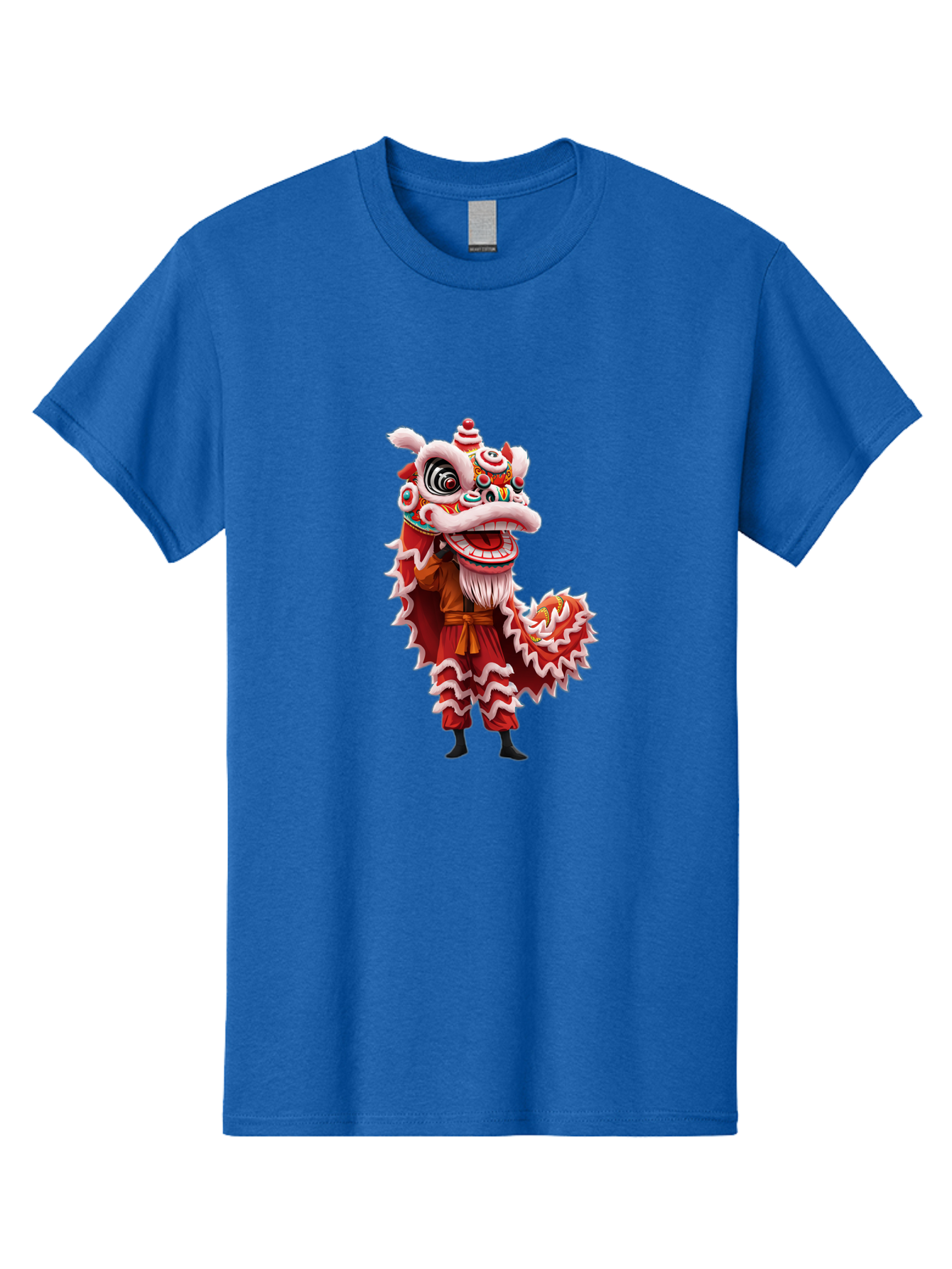 Dragon-Dance-Costume-3 Men'S Graphic Tee, 100% Cotton, Comfortable Casual Summer Wear, Machine Washable, Lion Dance Performance, Traditional Chinese Culture, Festive Atmosphere, Vibrant Colors, Cultural Heritage, Artistic Expression, Baa554