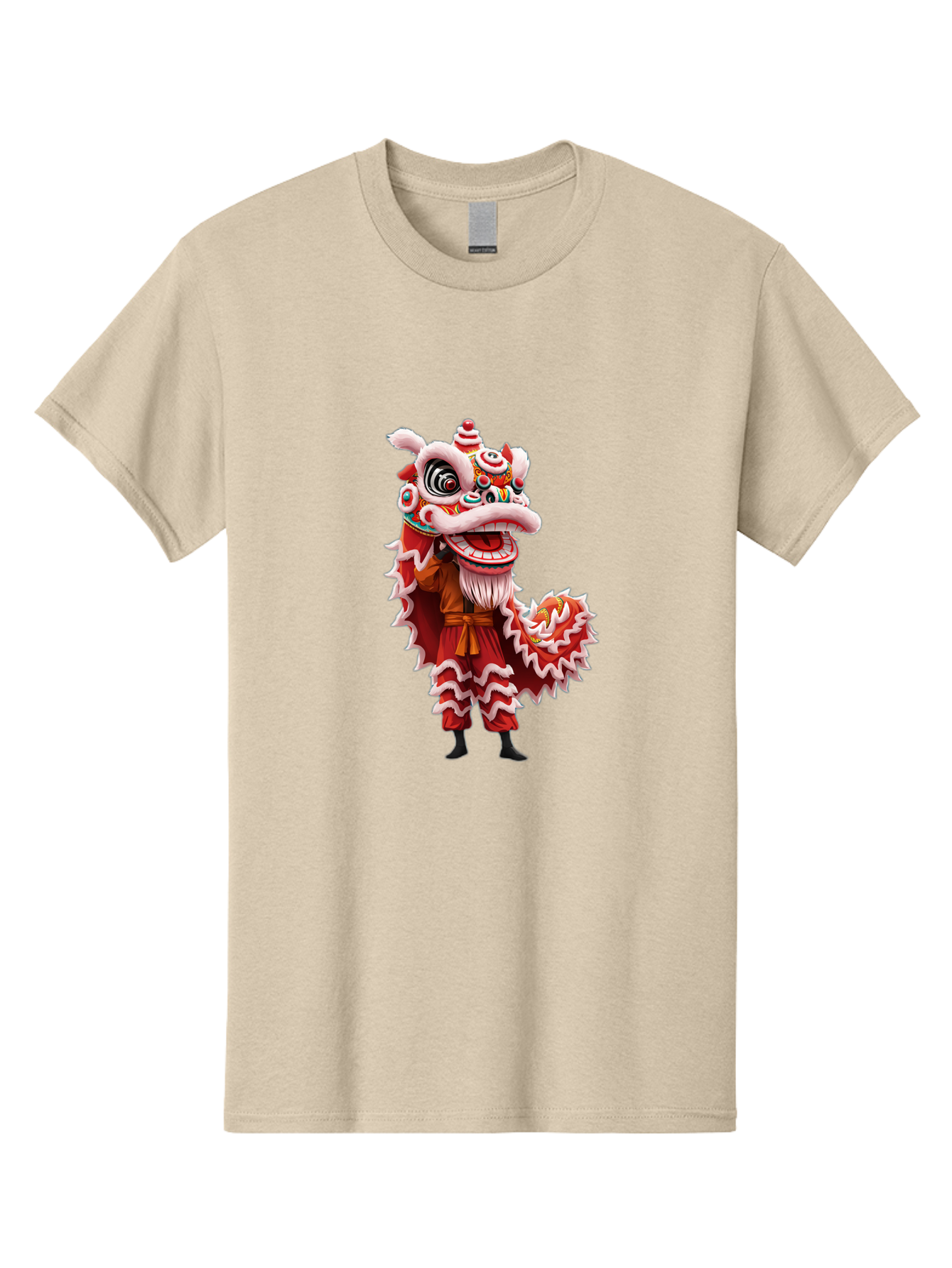 Dragon-Dance-Costume-3 Men'S Graphic Tee, 100% Cotton, Comfortable Casual Summer Wear, Machine Washable, Lion Dance Performance, Traditional Chinese Culture, Festive Atmosphere, Vibrant Colors, Cultural Heritage, Artistic Expression, Baa554