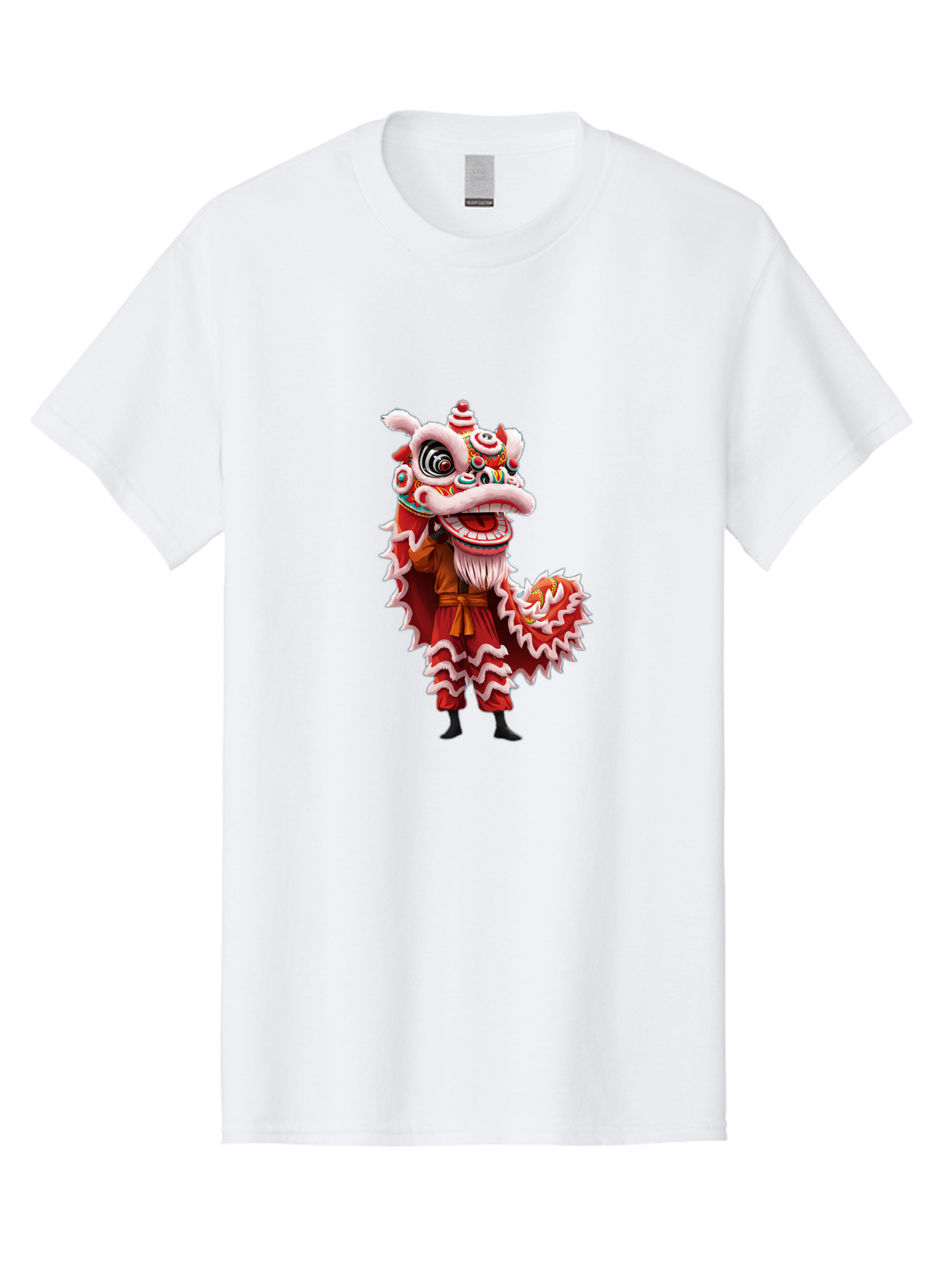 Dragon-Dance-Costume-3 Men'S Graphic Tee, 100% Cotton, Comfortable Casual Summer Wear, Machine Washable, Lion Dance Performance, Traditional Chinese Culture, Festive Atmosphere, Vibrant Colors, Cultural Heritage, Artistic Expression, Baa554
