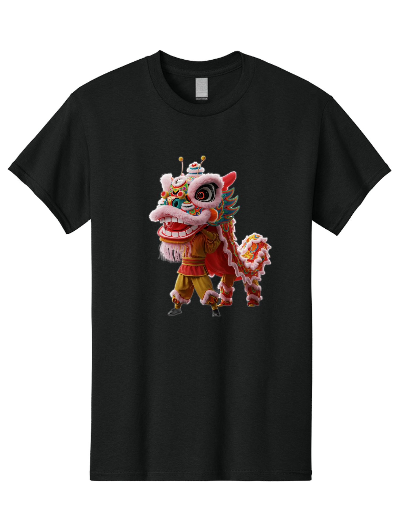 Dragon-Dance-Costume Men'S Graphic Tee, 100% Cotton, Comfortable Casual Summer Wear, Machine Washable, Lion Dance Costume, Traditional Chinese Dance, Vibrant Colors, Cultural Heritage, Festive Atmosphere, Mythical Creature, Chinese New Year, Baa556