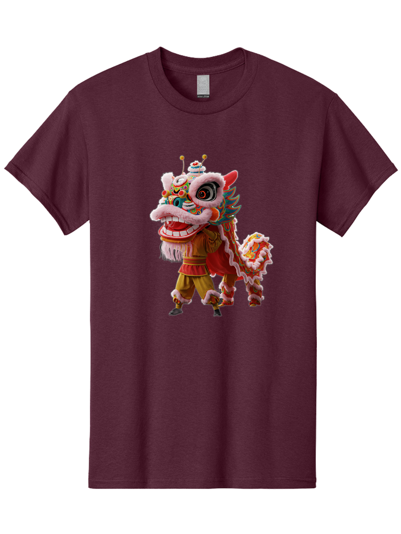 Dragon-Dance-Costume Men'S Graphic Tee, 100% Cotton, Comfortable Casual Summer Wear, Machine Washable, Lion Dance Costume, Traditional Chinese Dance, Vibrant Colors, Cultural Heritage, Festive Atmosphere, Mythical Creature, Chinese New Year, Baa556