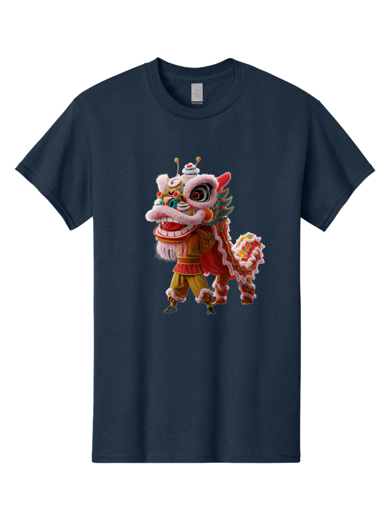 Dragon-Dance-Costume Men'S Graphic Tee, 100% Cotton, Comfortable Casual Summer Wear, Machine Washable, Lion Dance Costume, Traditional Chinese Dance, Vibrant Colors, Cultural Heritage, Festive Atmosphere, Mythical Creature, Chinese New Year, Baa556