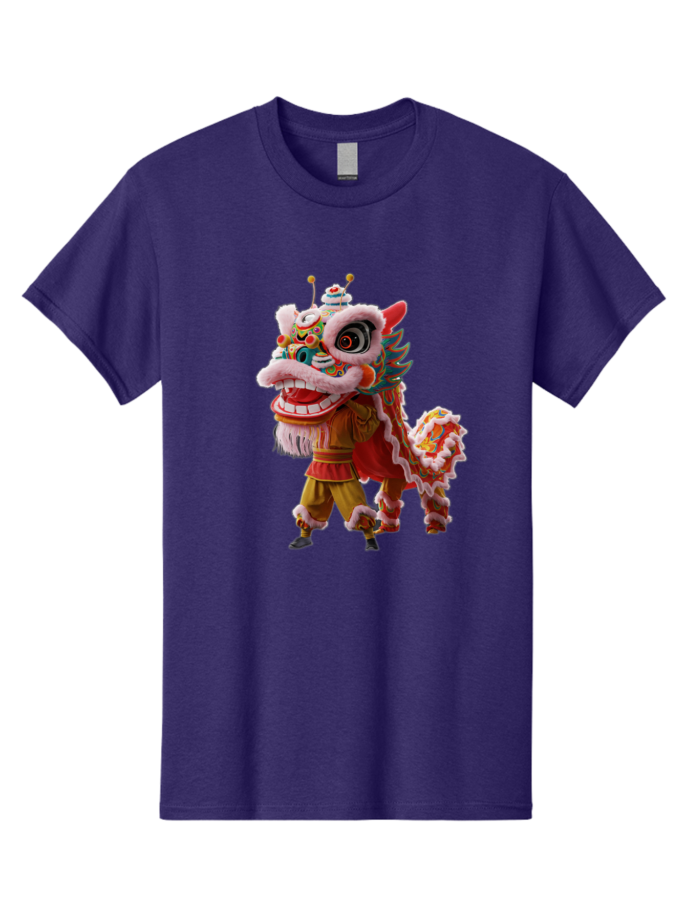 Dragon-Dance-Costume Men'S Graphic Tee, 100% Cotton, Comfortable Casual Summer Wear, Machine Washable, Lion Dance Costume, Traditional Chinese Dance, Vibrant Colors, Cultural Heritage, Festive Atmosphere, Mythical Creature, Chinese New Year, Baa556