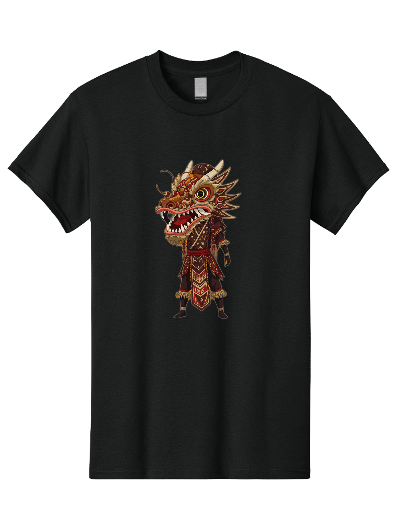 Dragon-Dancer Men'S Graphic Tee, 100% Cotton, Comfortable Casual Summer Wear, Machine Washable, Dragon Head Costume, Cultural Attire, Traditional Clothing, Mythological Creature, Festival Wear, Elaborate Design, Sharp Teeth, Mythical Being, Baa559