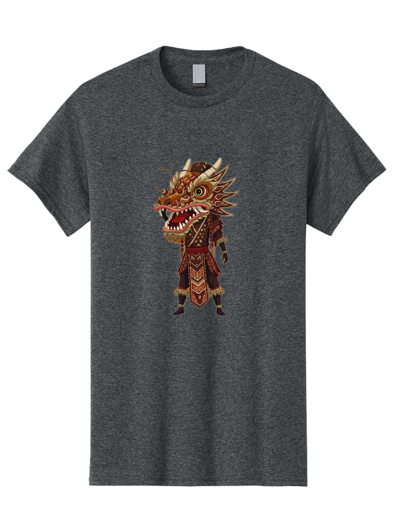 Dragon-Dancer Men'S Graphic Tee, 100% Cotton, Comfortable Casual Summer Wear, Machine Washable, Dragon Head Costume, Cultural Attire, Traditional Clothing, Mythological Creature, Festival Wear, Elaborate Design, Sharp Teeth, Mythical Being, Baa559