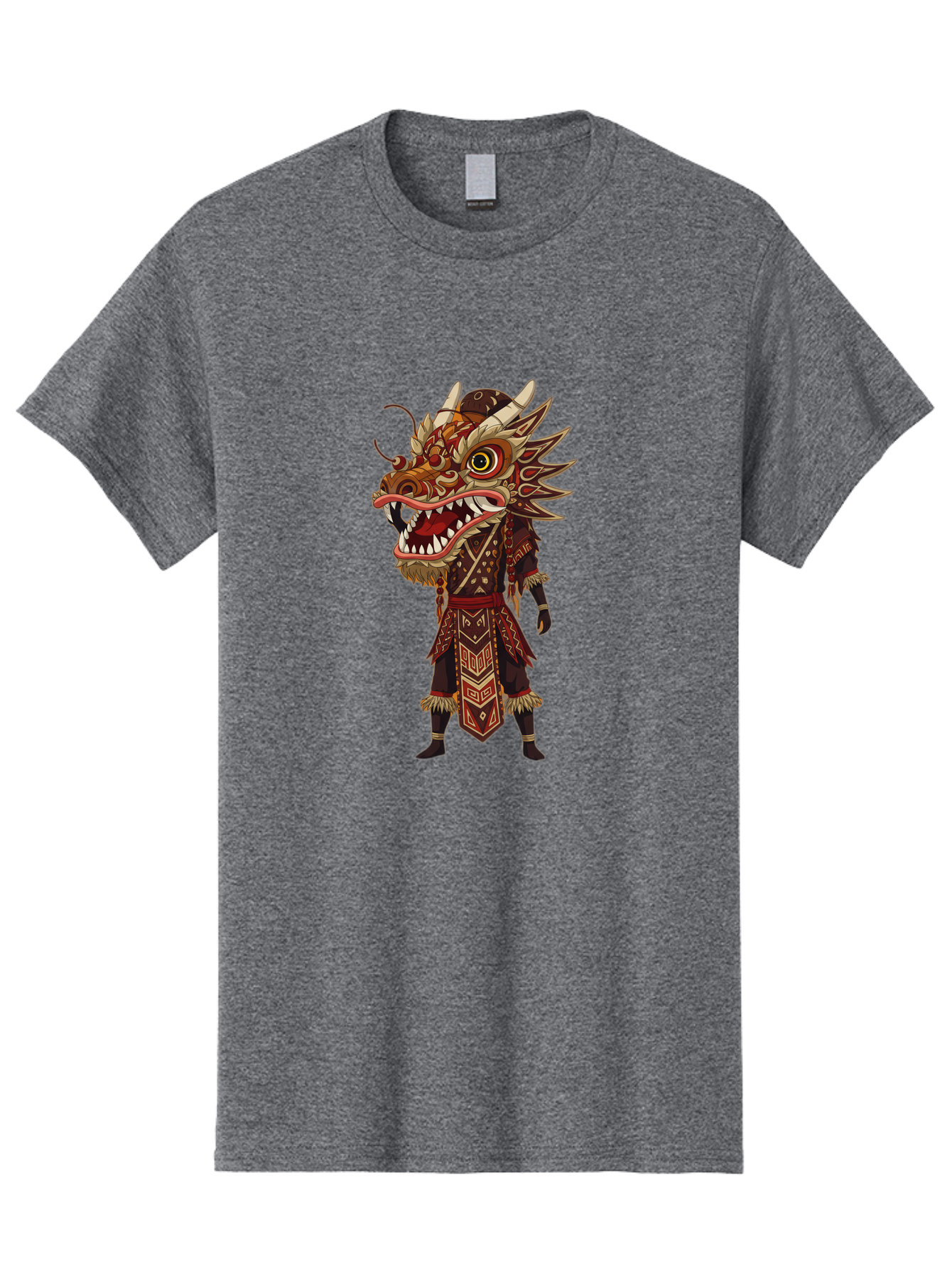 Dragon-Dancer Men'S Graphic Tee, 100% Cotton, Comfortable Casual Summer Wear, Machine Washable, Dragon Head Costume, Cultural Attire, Traditional Clothing, Mythological Creature, Festival Wear, Elaborate Design, Sharp Teeth, Mythical Being, Baa559