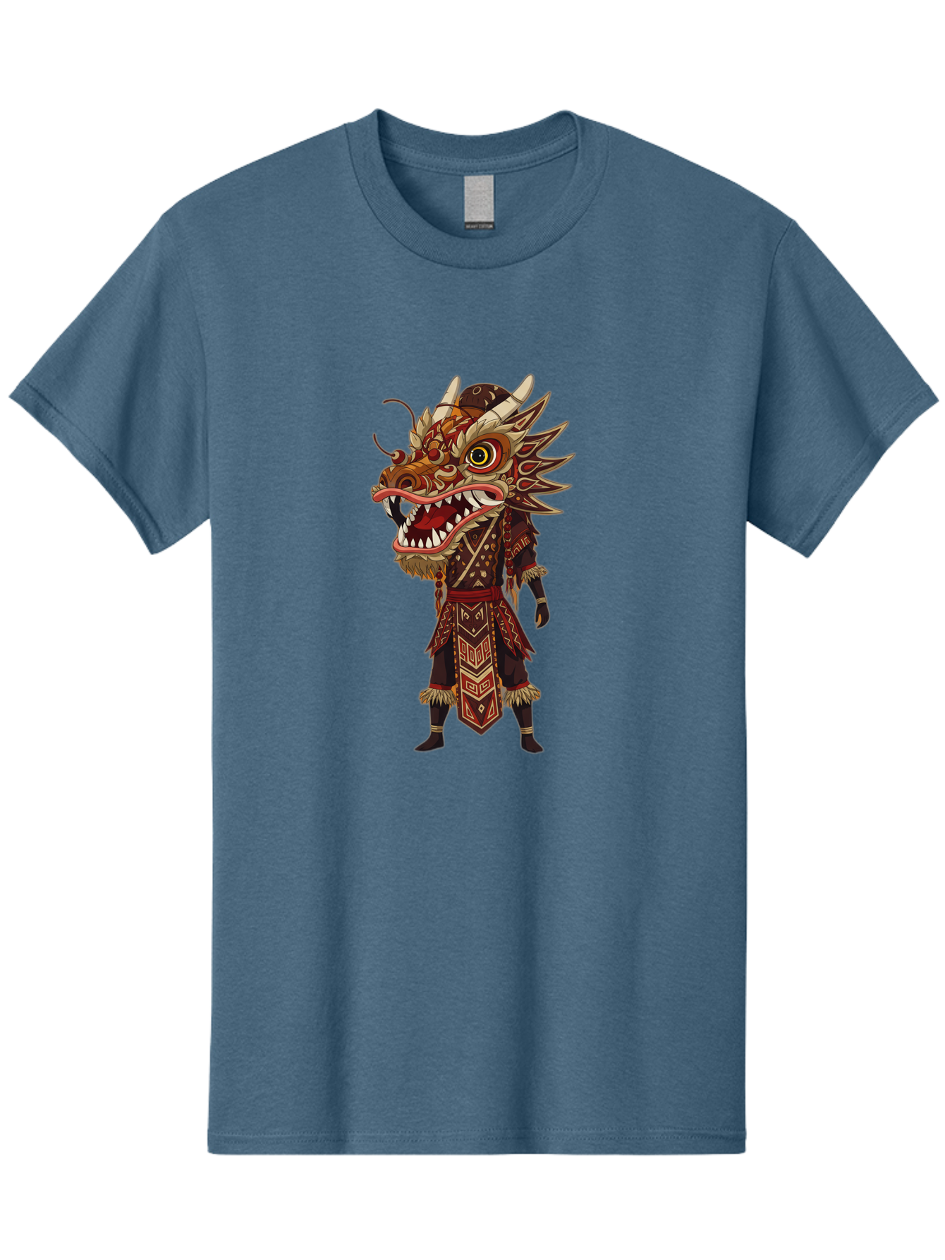 Dragon-Dancer Men'S Graphic Tee, 100% Cotton, Comfortable Casual Summer Wear, Machine Washable, Dragon Head Costume, Cultural Attire, Traditional Clothing, Mythological Creature, Festival Wear, Elaborate Design, Sharp Teeth, Mythical Being, Baa559