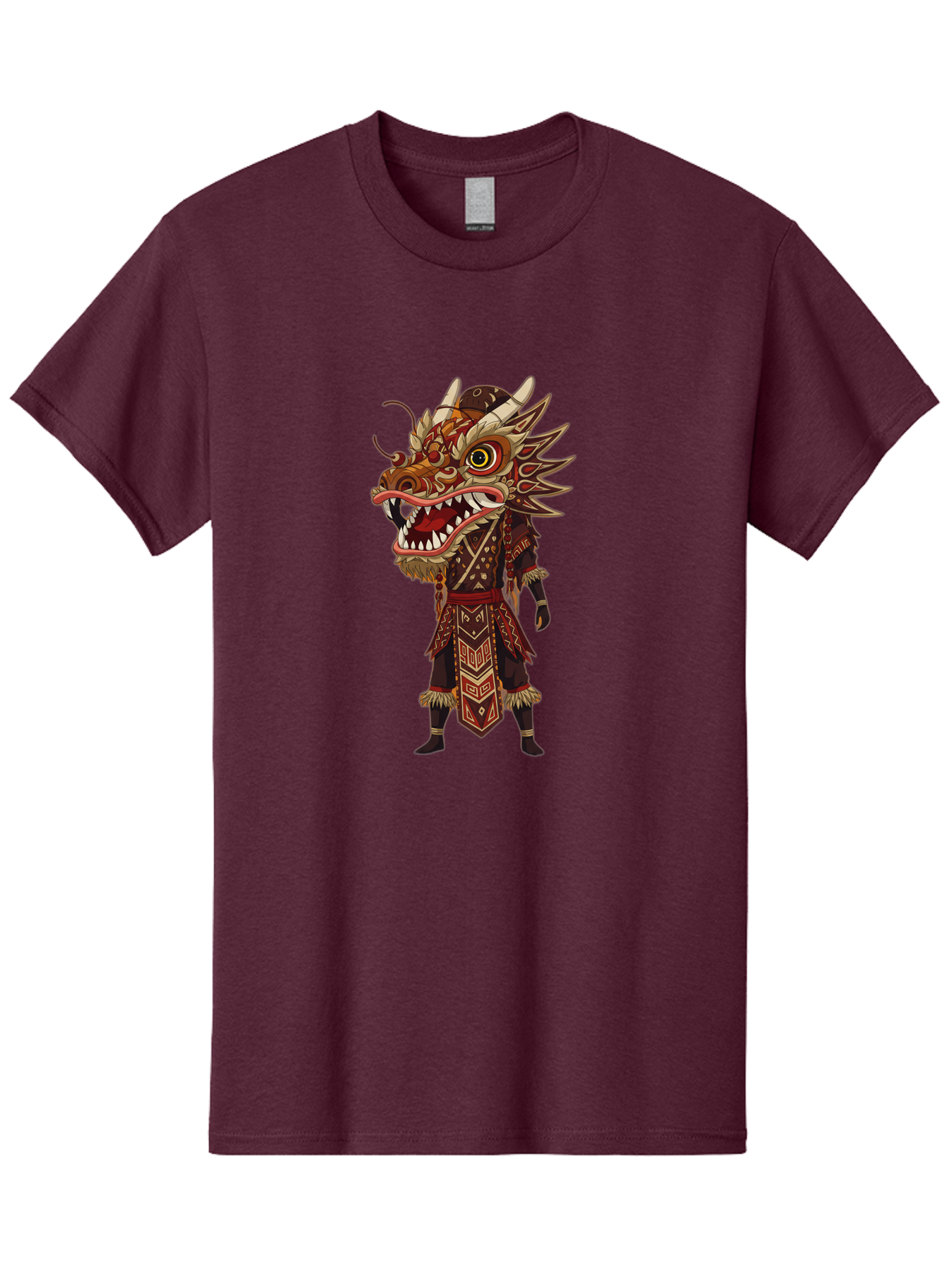 Dragon-Dancer Men'S Graphic Tee, 100% Cotton, Comfortable Casual Summer Wear, Machine Washable, Dragon Head Costume, Cultural Attire, Traditional Clothing, Mythological Creature, Festival Wear, Elaborate Design, Sharp Teeth, Mythical Being, Baa559