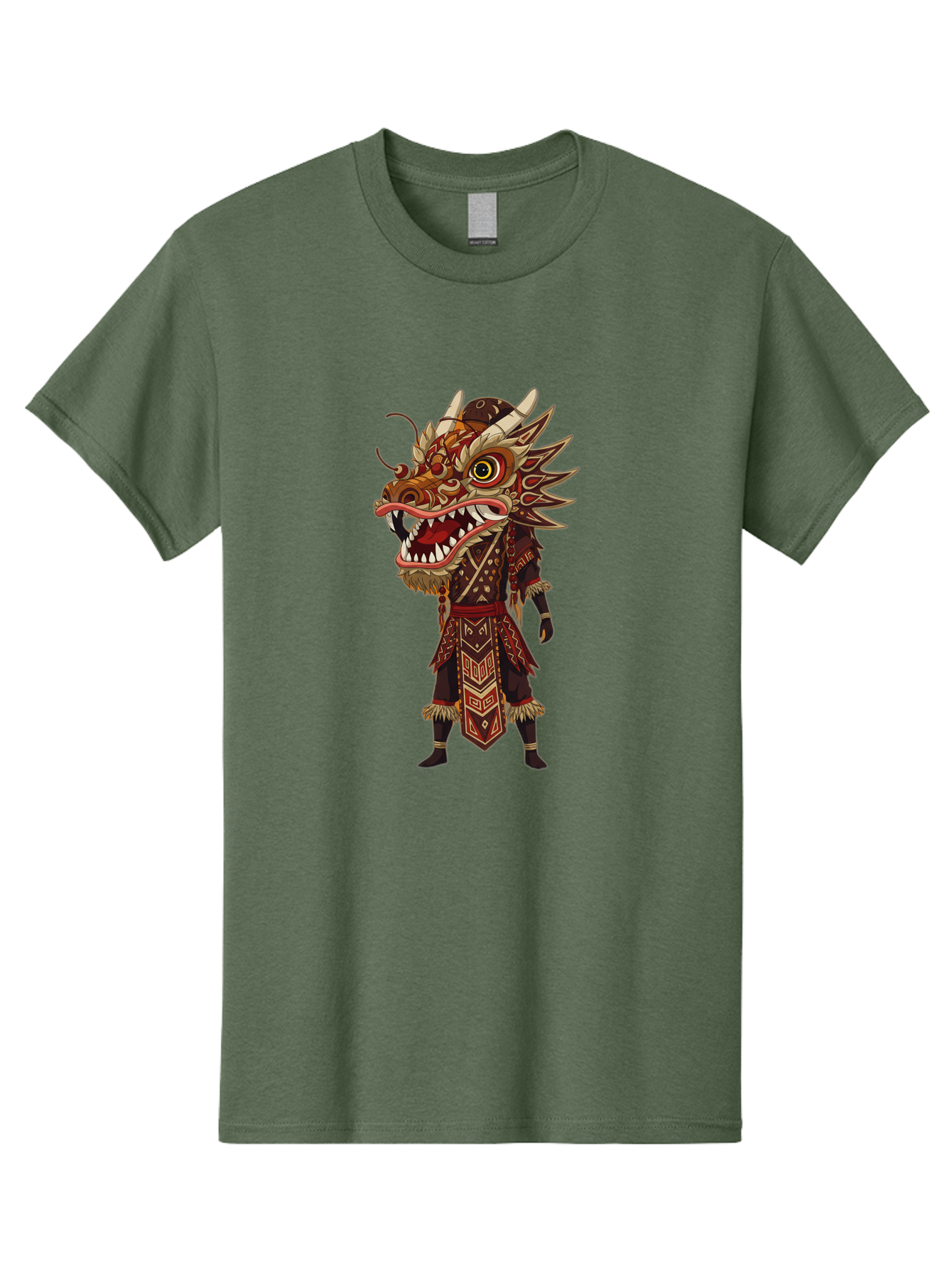 Dragon-Dancer Men'S Graphic Tee, 100% Cotton, Comfortable Casual Summer Wear, Machine Washable, Dragon Head Costume, Cultural Attire, Traditional Clothing, Mythological Creature, Festival Wear, Elaborate Design, Sharp Teeth, Mythical Being, Baa559