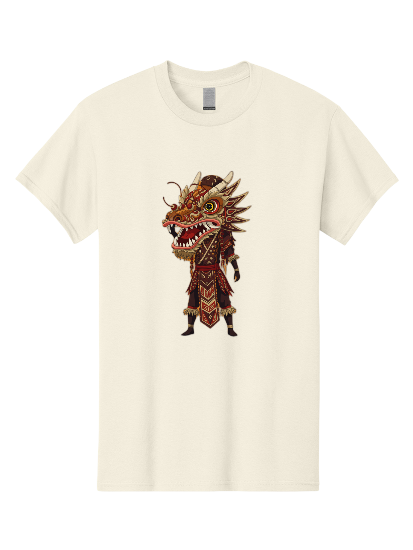 Dragon-Dancer Men'S Graphic Tee, 100% Cotton, Comfortable Casual Summer Wear, Machine Washable, Dragon Head Costume, Cultural Attire, Traditional Clothing, Mythological Creature, Festival Wear, Elaborate Design, Sharp Teeth, Mythical Being, Baa559