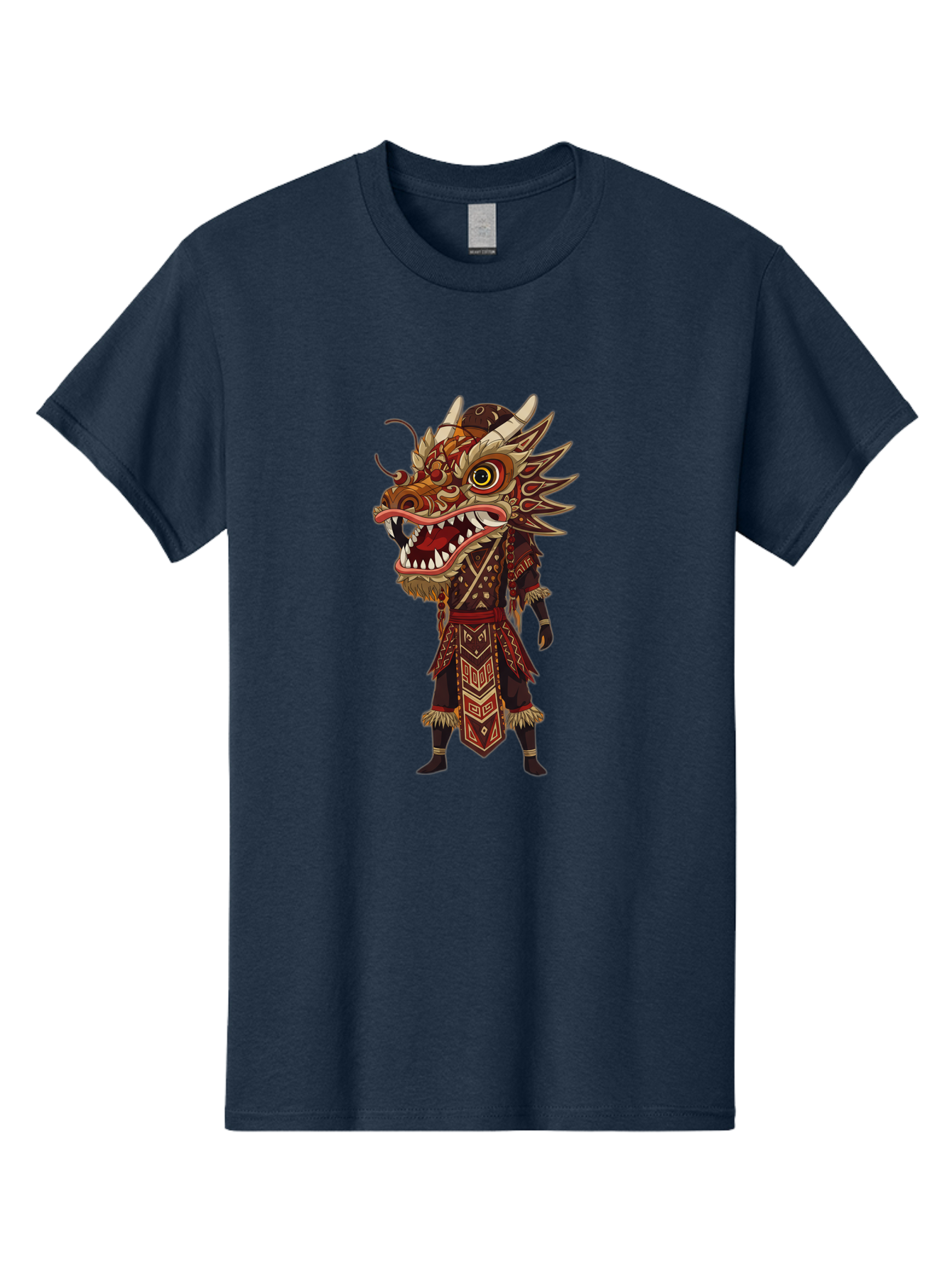 Dragon-Dancer Men'S Graphic Tee, 100% Cotton, Comfortable Casual Summer Wear, Machine Washable, Dragon Head Costume, Cultural Attire, Traditional Clothing, Mythological Creature, Festival Wear, Elaborate Design, Sharp Teeth, Mythical Being, Baa559