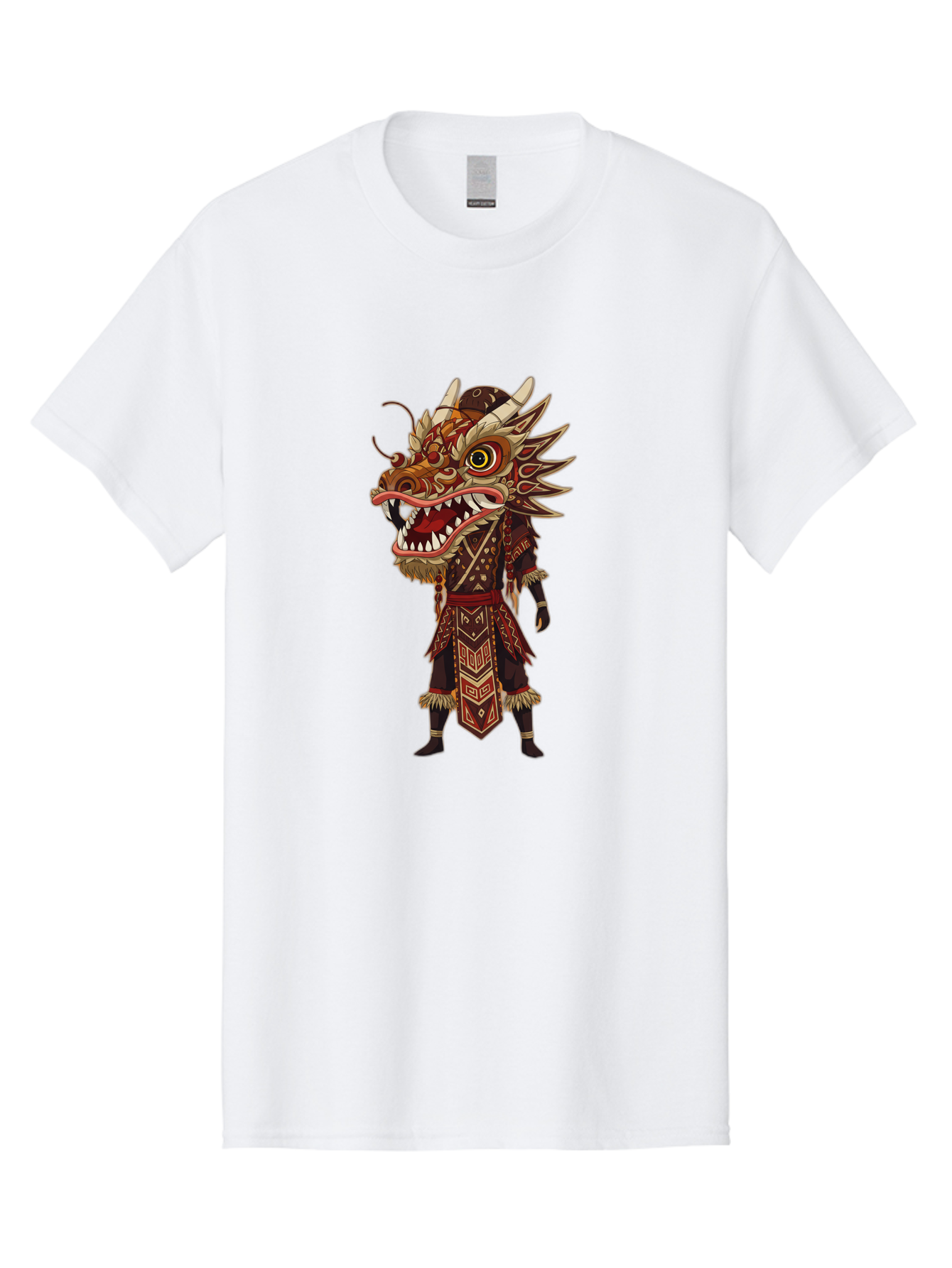 Dragon-Dancer Men'S Graphic Tee, 100% Cotton, Comfortable Casual Summer Wear, Machine Washable, Dragon Head Costume, Cultural Attire, Traditional Clothing, Mythological Creature, Festival Wear, Elaborate Design, Sharp Teeth, Mythical Being, Baa559