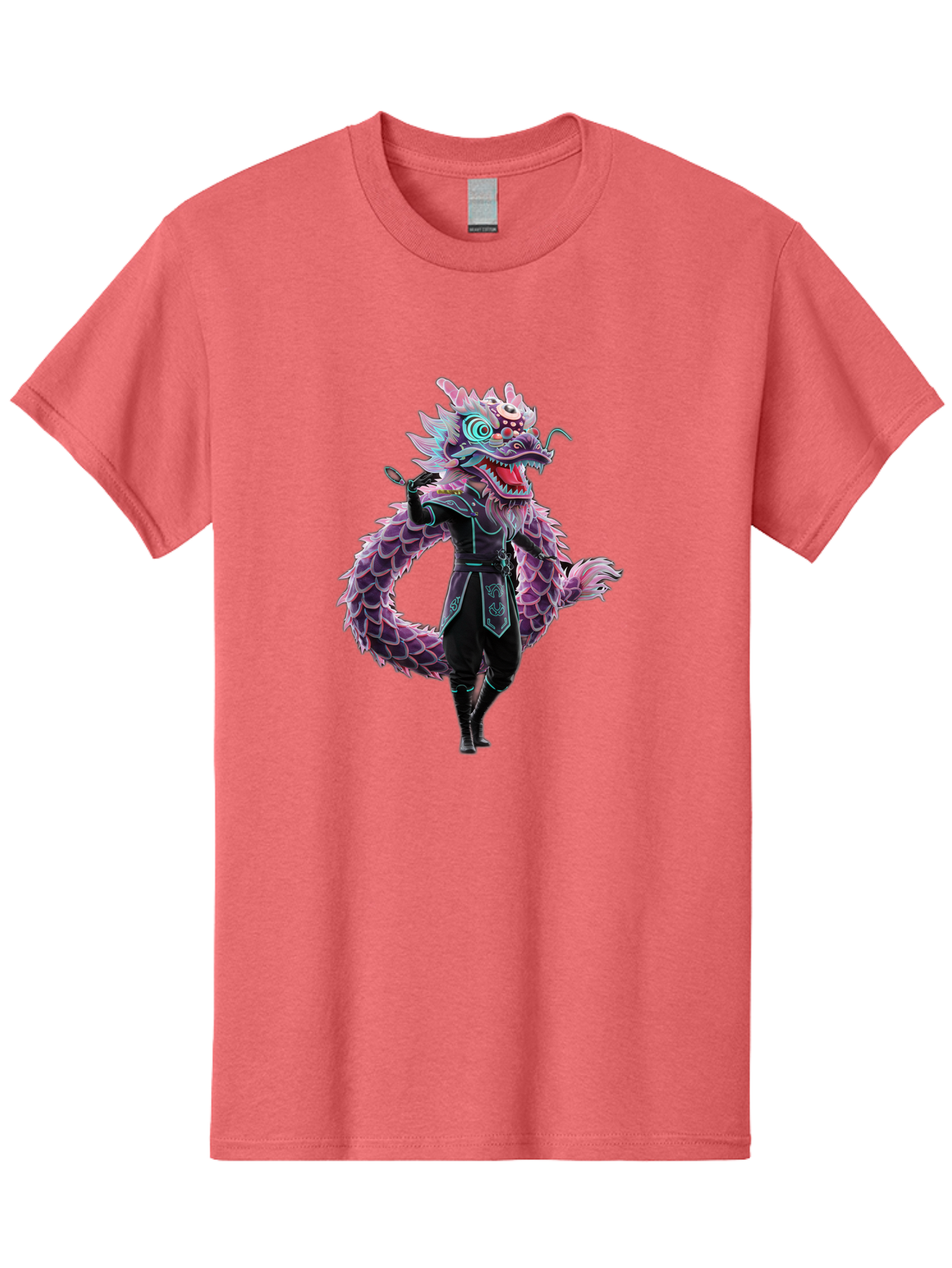 Dragon-Headed-Humanoid Men'S Graphic Tee, 100% Cotton, Comfortable Casual Summer Wear, Machine Washable, Fantasy Dragon Costume, Purple Scales, Ninja Outfit, Martial Arts Pose, Glowing Eyes, Futuristic Design, Mystical Creature, Anime Style, Baa560