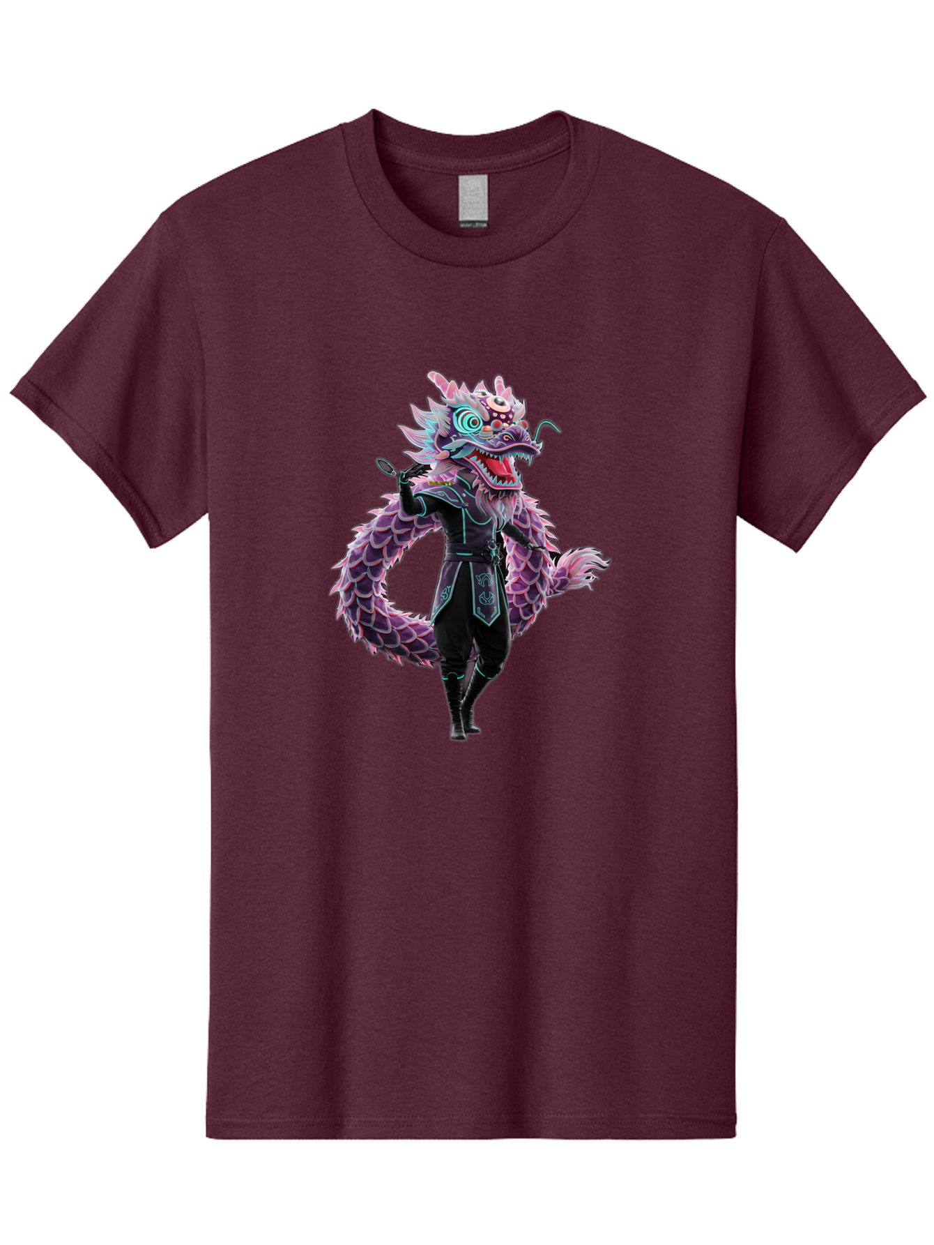 Dragon-Headed-Humanoid Men'S Graphic Tee, 100% Cotton, Comfortable Casual Summer Wear, Machine Washable, Fantasy Dragon Costume, Purple Scales, Ninja Outfit, Martial Arts Pose, Glowing Eyes, Futuristic Design, Mystical Creature, Anime Style, Baa560