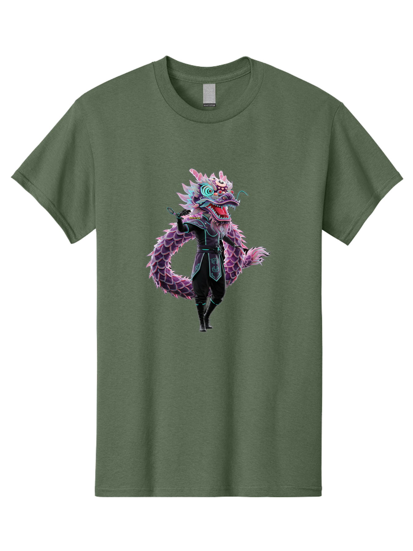 Dragon-Headed-Humanoid Men'S Graphic Tee, 100% Cotton, Comfortable Casual Summer Wear, Machine Washable, Fantasy Dragon Costume, Purple Scales, Ninja Outfit, Martial Arts Pose, Glowing Eyes, Futuristic Design, Mystical Creature, Anime Style, Baa560