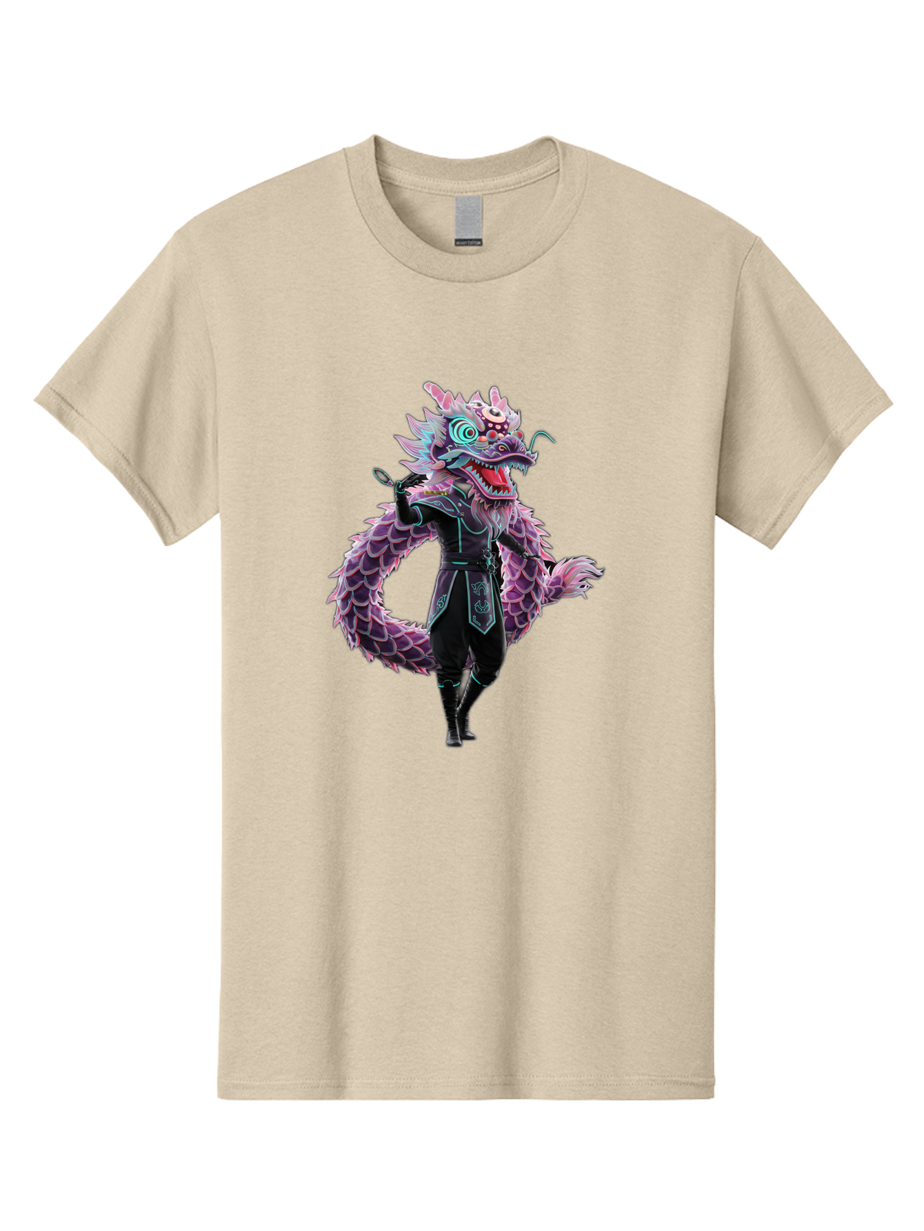 Dragon-Headed-Humanoid Men'S Graphic Tee, 100% Cotton, Comfortable Casual Summer Wear, Machine Washable, Fantasy Dragon Costume, Purple Scales, Ninja Outfit, Martial Arts Pose, Glowing Eyes, Futuristic Design, Mystical Creature, Anime Style, Baa560