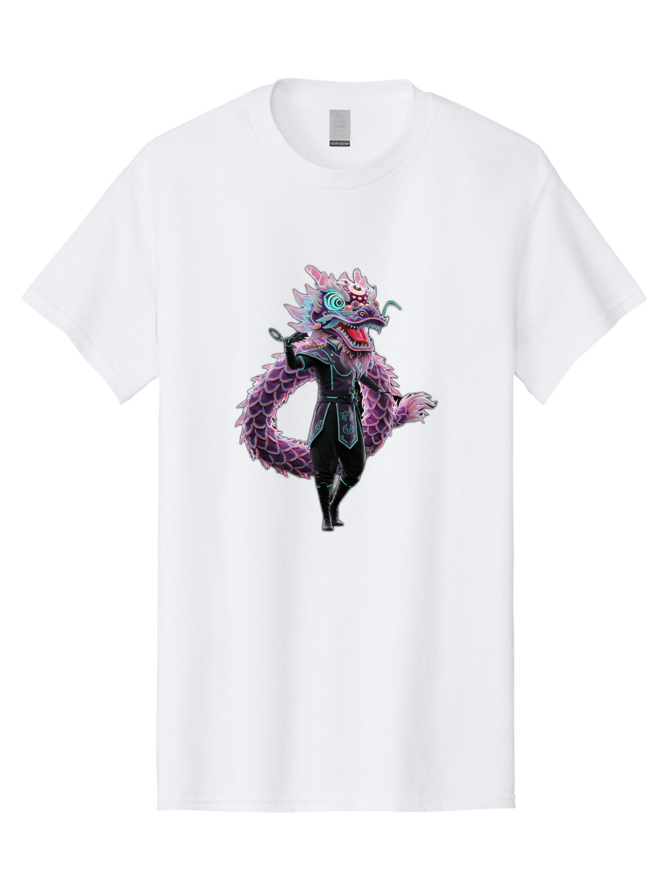 Dragon-Headed-Humanoid Men'S Graphic Tee, 100% Cotton, Comfortable Casual Summer Wear, Machine Washable, Fantasy Dragon Costume, Purple Scales, Ninja Outfit, Martial Arts Pose, Glowing Eyes, Futuristic Design, Mystical Creature, Anime Style, Baa560