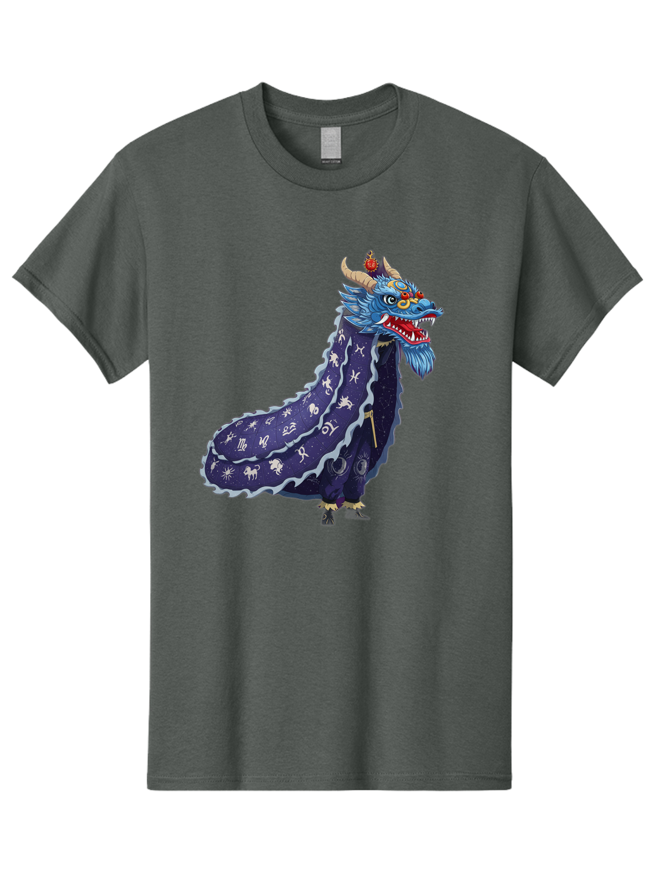 Dragon-Zodiac Men'S Graphic Tee, 100% Cotton, Comfortable Casual Summer Wear, Machine Washable, Mythical Dragon, Zodiac Signs, Astrology Symbols, Fantasy Creature, Zodiac Wheel, Mystical Being, Dragon Illustration, Cosmic Art Baa562