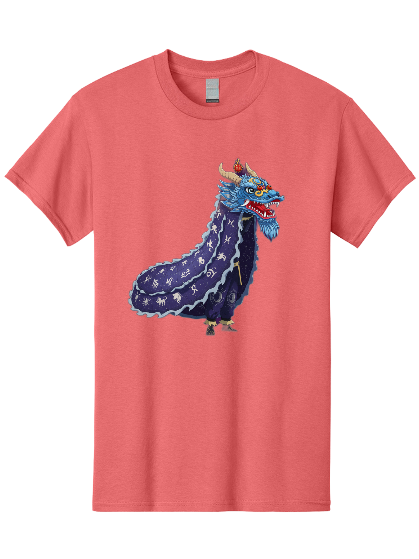 Dragon-Zodiac Men'S Graphic Tee, 100% Cotton, Comfortable Casual Summer Wear, Machine Washable, Mythical Dragon, Zodiac Signs, Astrology Symbols, Fantasy Creature, Zodiac Wheel, Mystical Being, Dragon Illustration, Cosmic Art Baa562