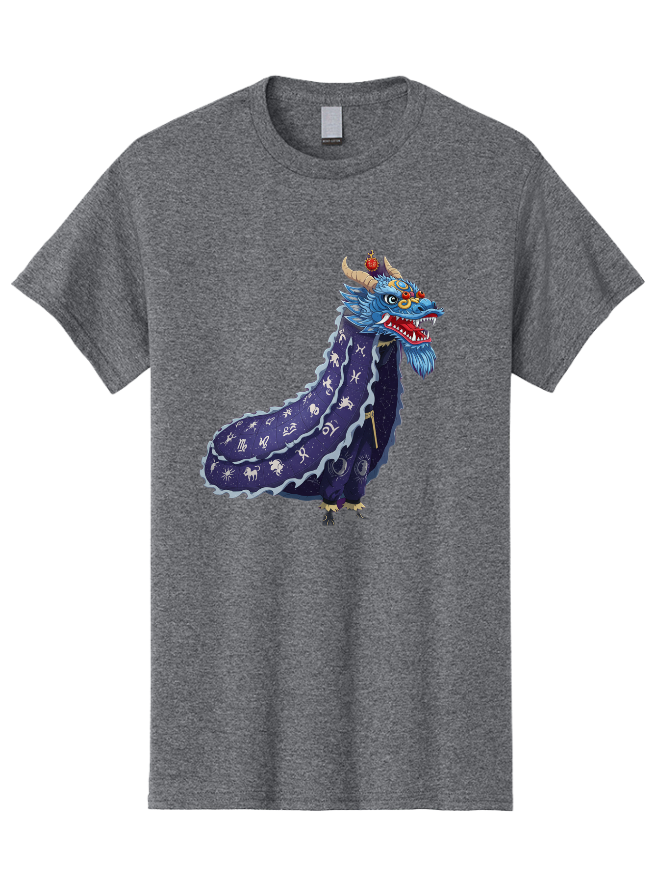 Dragon-Zodiac Men'S Graphic Tee, 100% Cotton, Comfortable Casual Summer Wear, Machine Washable, Mythical Dragon, Zodiac Signs, Astrology Symbols, Fantasy Creature, Zodiac Wheel, Mystical Being, Dragon Illustration, Cosmic Art Baa562