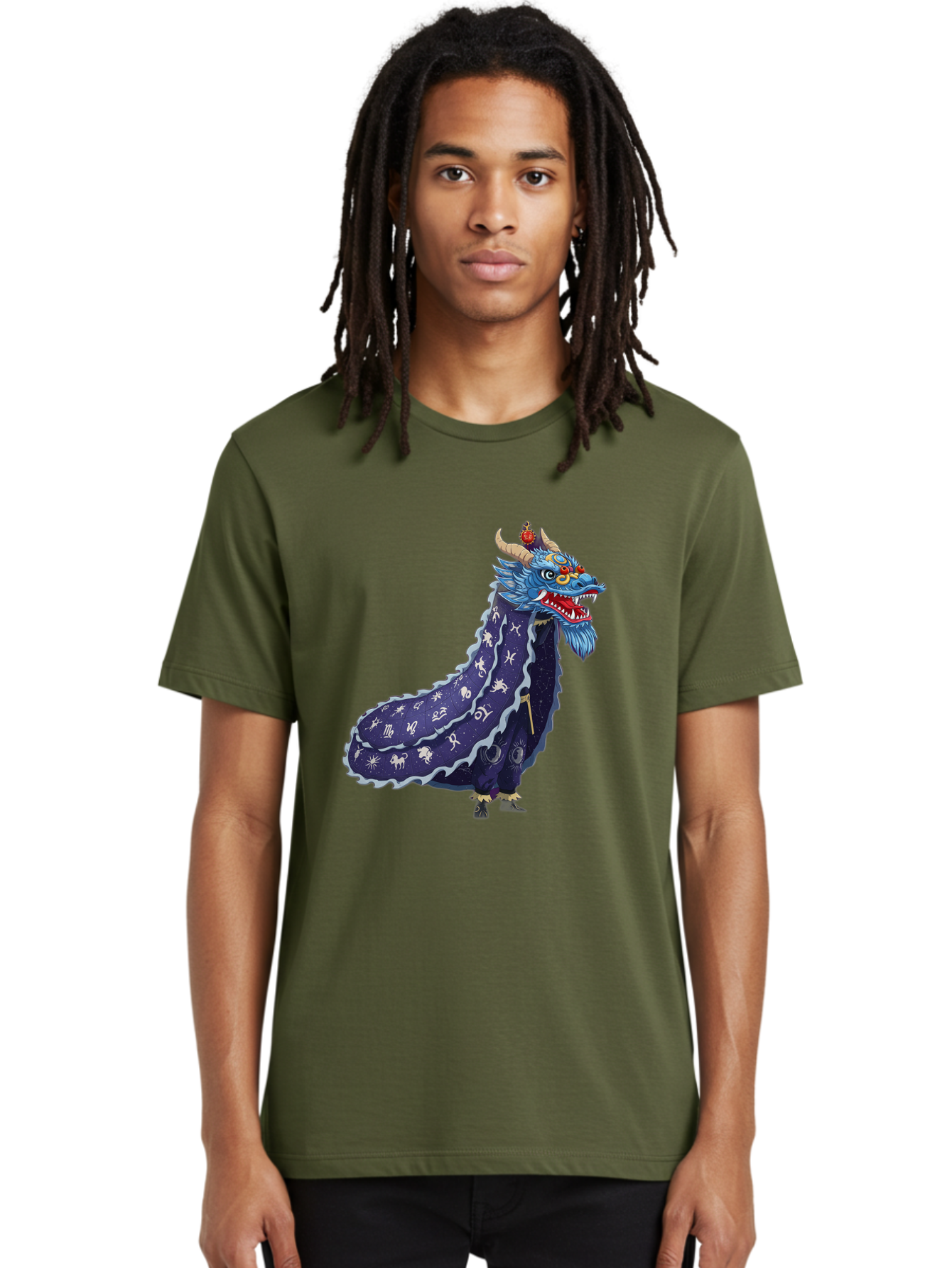 Dragon-Zodiac Men'S Graphic Tee, 100% Cotton, Comfortable Casual Summer Wear, Machine Washable, Mythical Dragon, Zodiac Signs, Astrology Symbols, Fantasy Creature, Zodiac Wheel, Mystical Being, Dragon Illustration, Cosmic Art Baa562