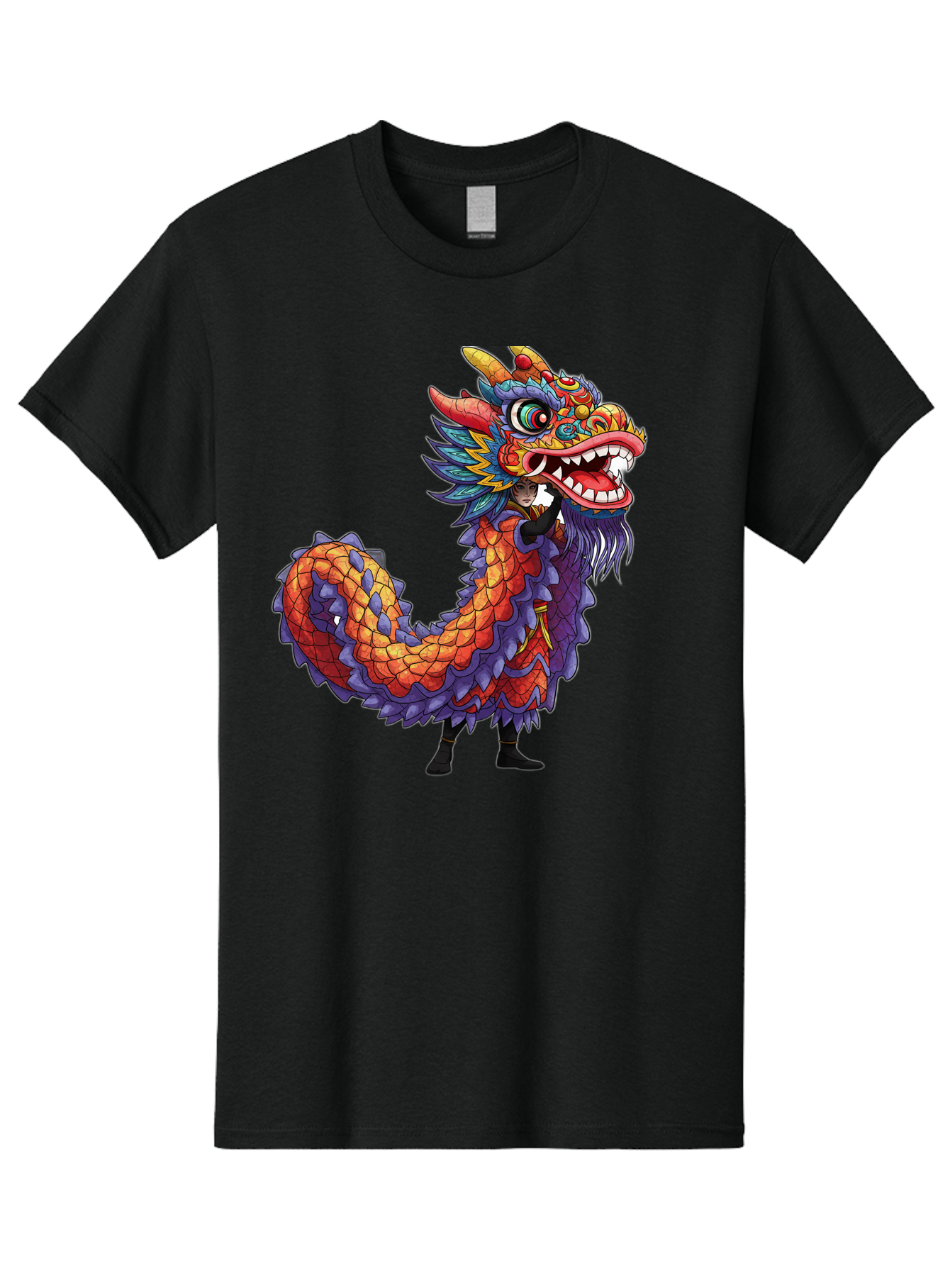 Dragon Men'S Graphic Tee, 100% Cotton, Comfortable Casual Summer Wear, Machine Washable, Vibrant Dragon, Mythical Creature, Chinese Culture, Colorful Scales, Sharp Teeth, Bold Design, Fantasy Art, Cartoon Style Baa563