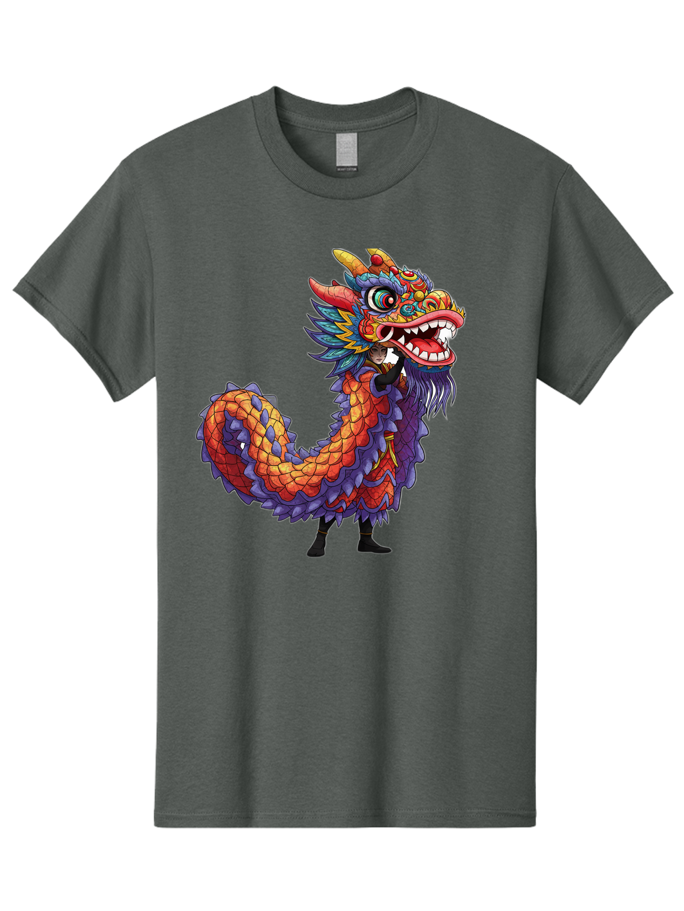 Dragon Men'S Graphic Tee, 100% Cotton, Comfortable Casual Summer Wear, Machine Washable, Vibrant Dragon, Mythical Creature, Chinese Culture, Colorful Scales, Sharp Teeth, Bold Design, Fantasy Art, Cartoon Style Baa563