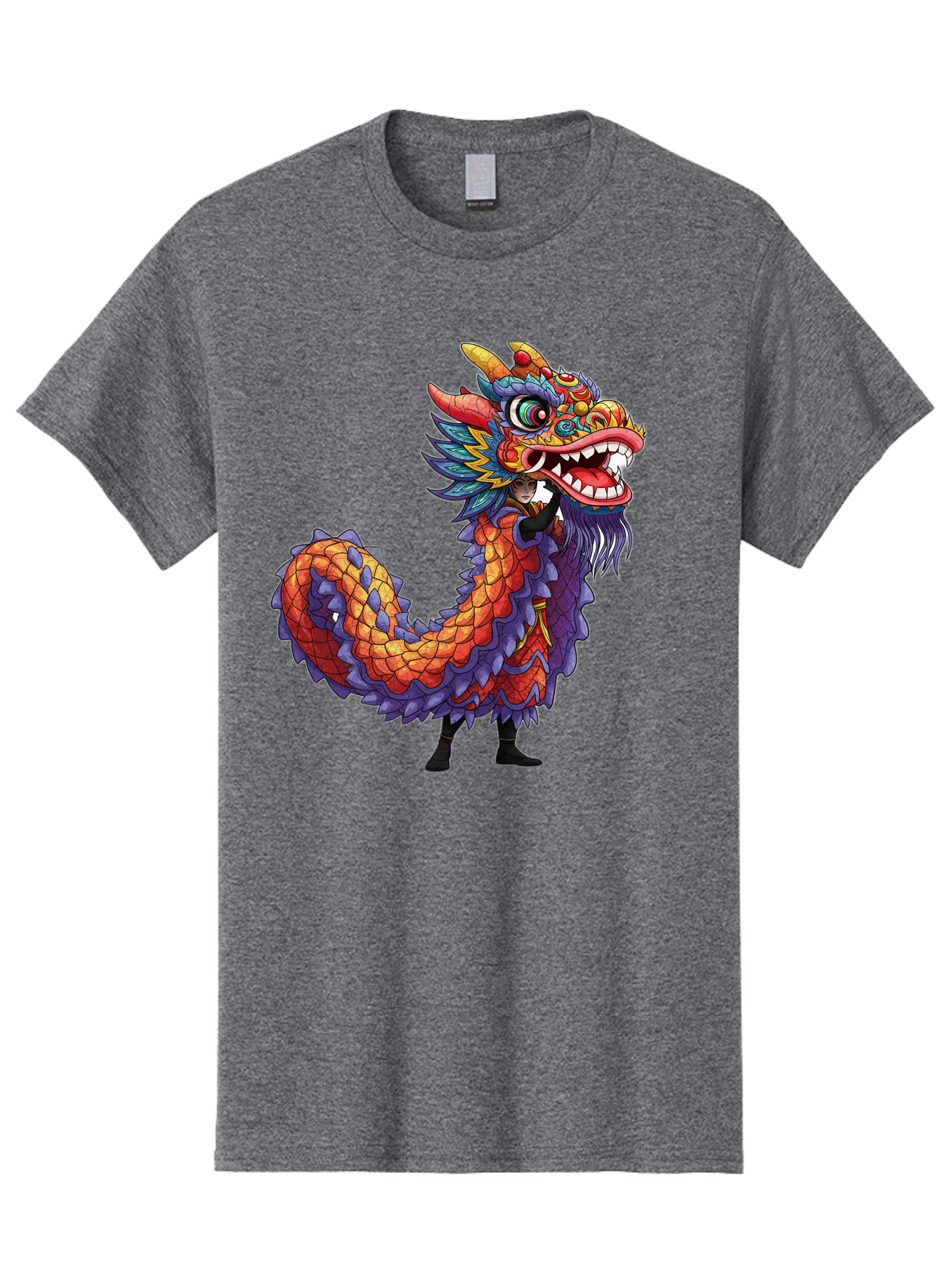 Dragon Men'S Graphic Tee, 100% Cotton, Comfortable Casual Summer Wear, Machine Washable, Vibrant Dragon, Mythical Creature, Chinese Culture, Colorful Scales, Sharp Teeth, Bold Design, Fantasy Art, Cartoon Style Baa563